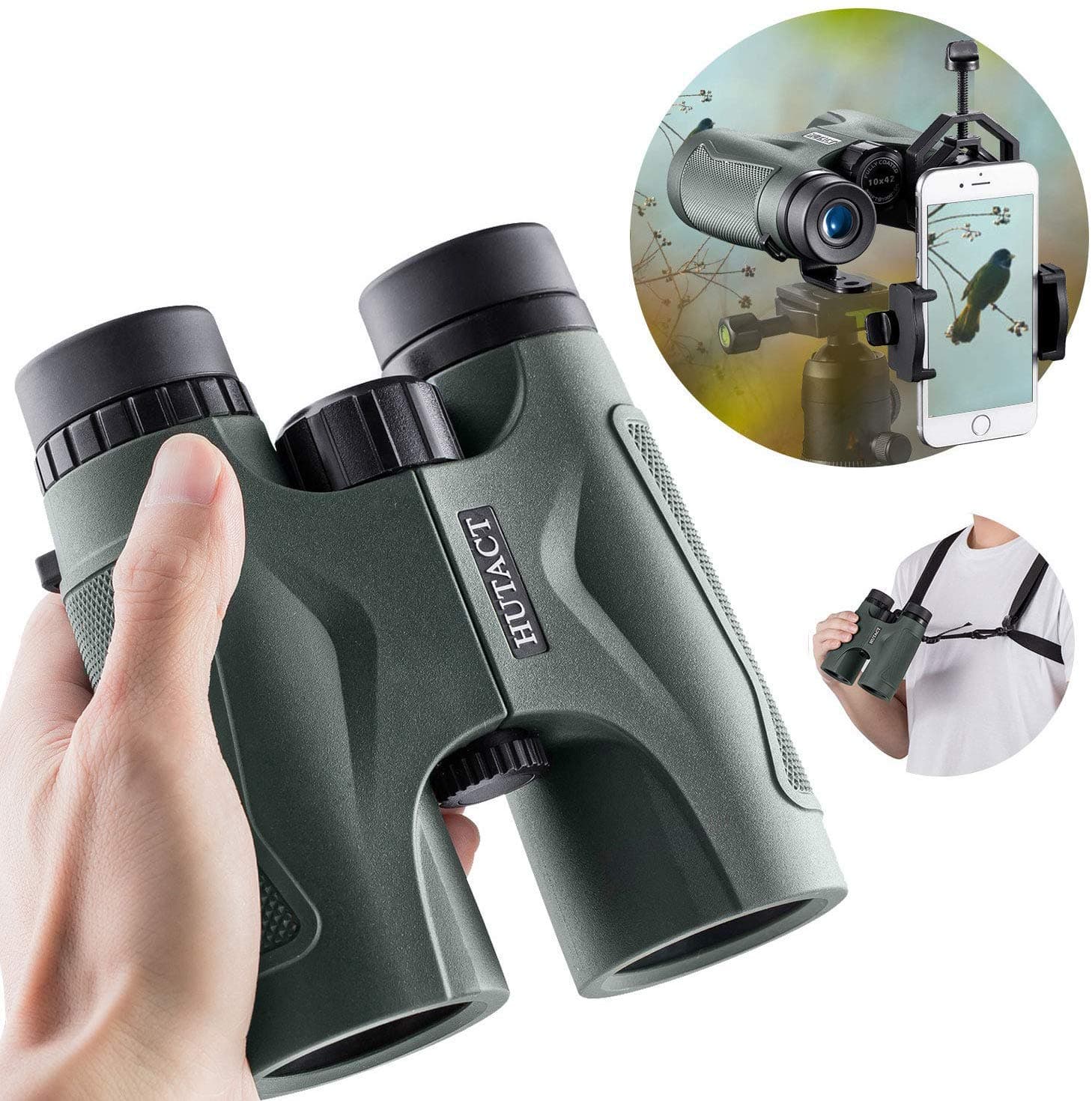 HUTACT 10x42 Compact Binoculars for Birdwatching