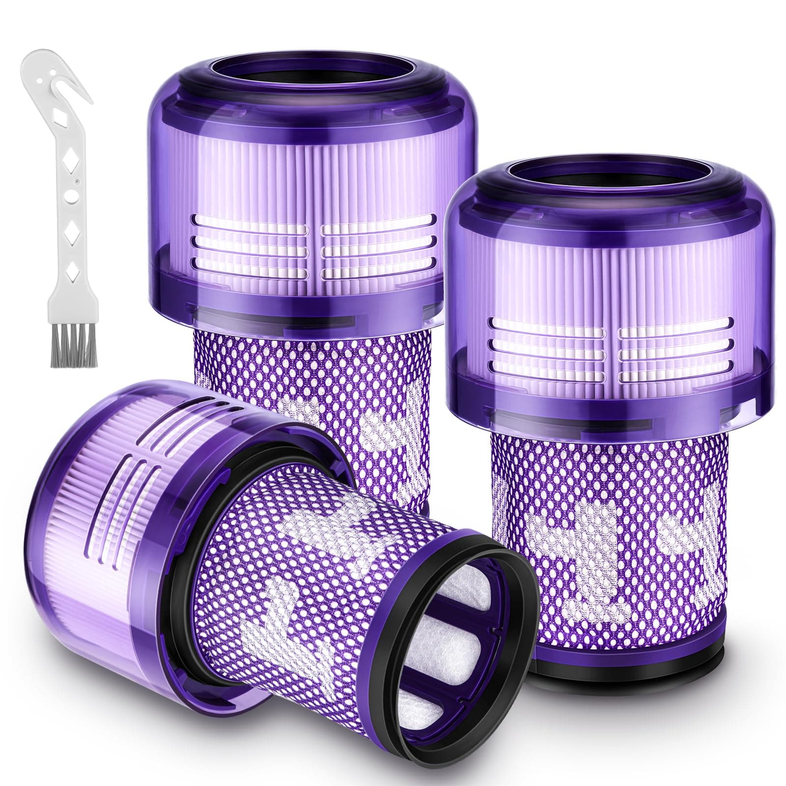 V12 Filter Replacements for Dyson V12 Detect Slim, Detect Slim Animal, Slim+ Cordless Vacuum and V12 Slim Absolute Vacuums, SV34, SV35 V12 Vacuum Cleaner Filter Replacement, Part No. 971517-01, 3 Pack
