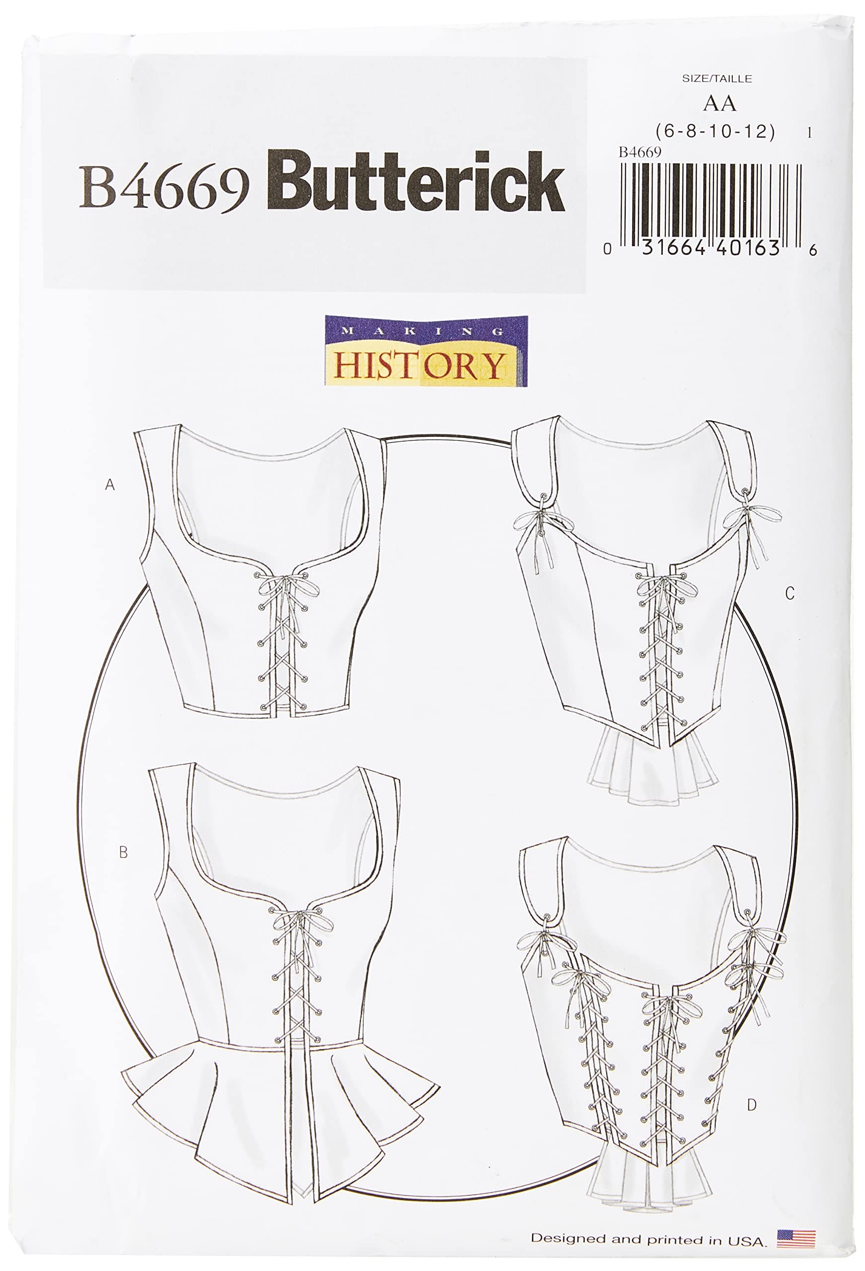 Butterick Patterns B4669 Misses' Corset, Size AA (6-8-10-12)