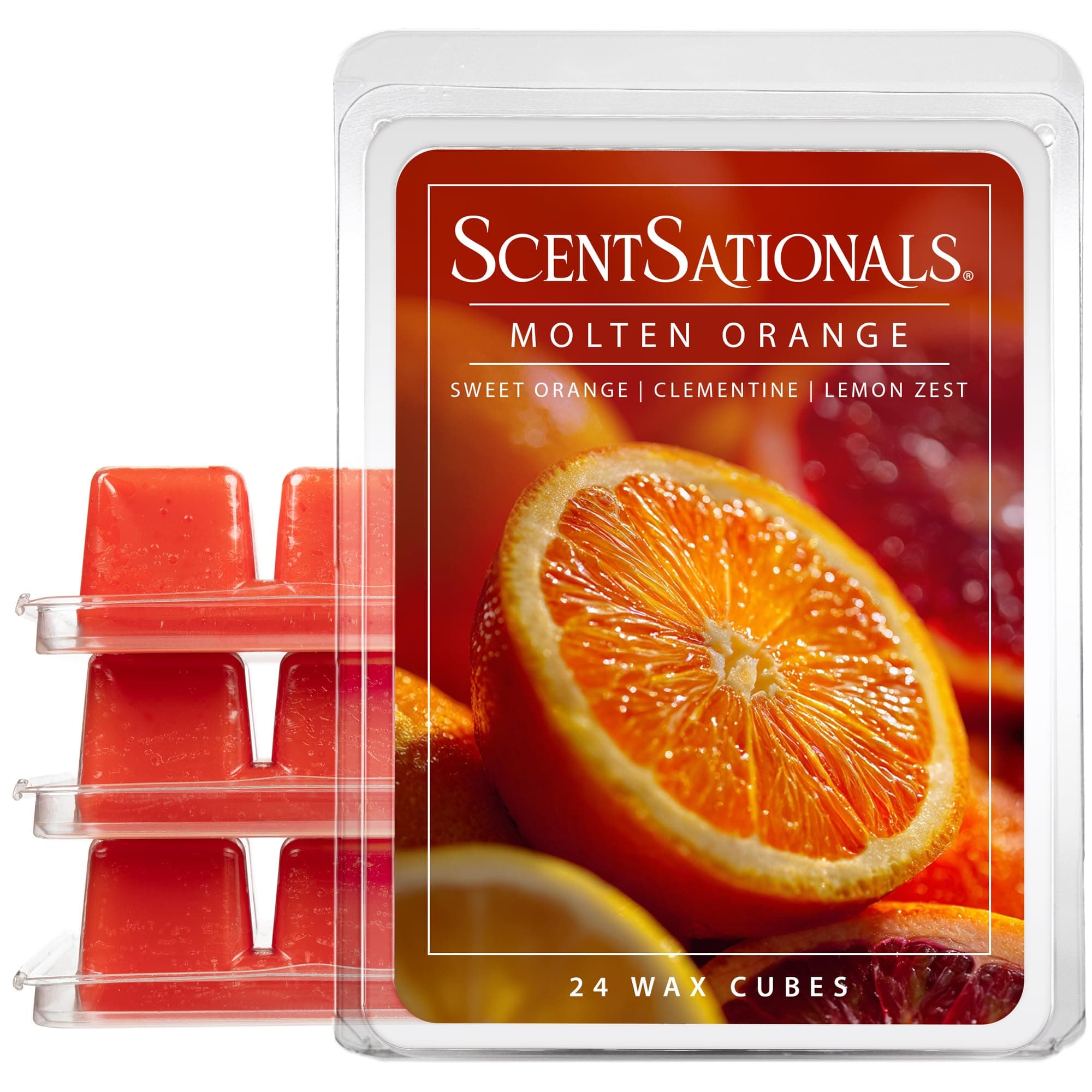 Scentsationals Wax Melts, Wax Cubes Strong Scent - Molten Orange - Long Lasting Scented Melts for Warmer, 10oz (24-Cubes)
