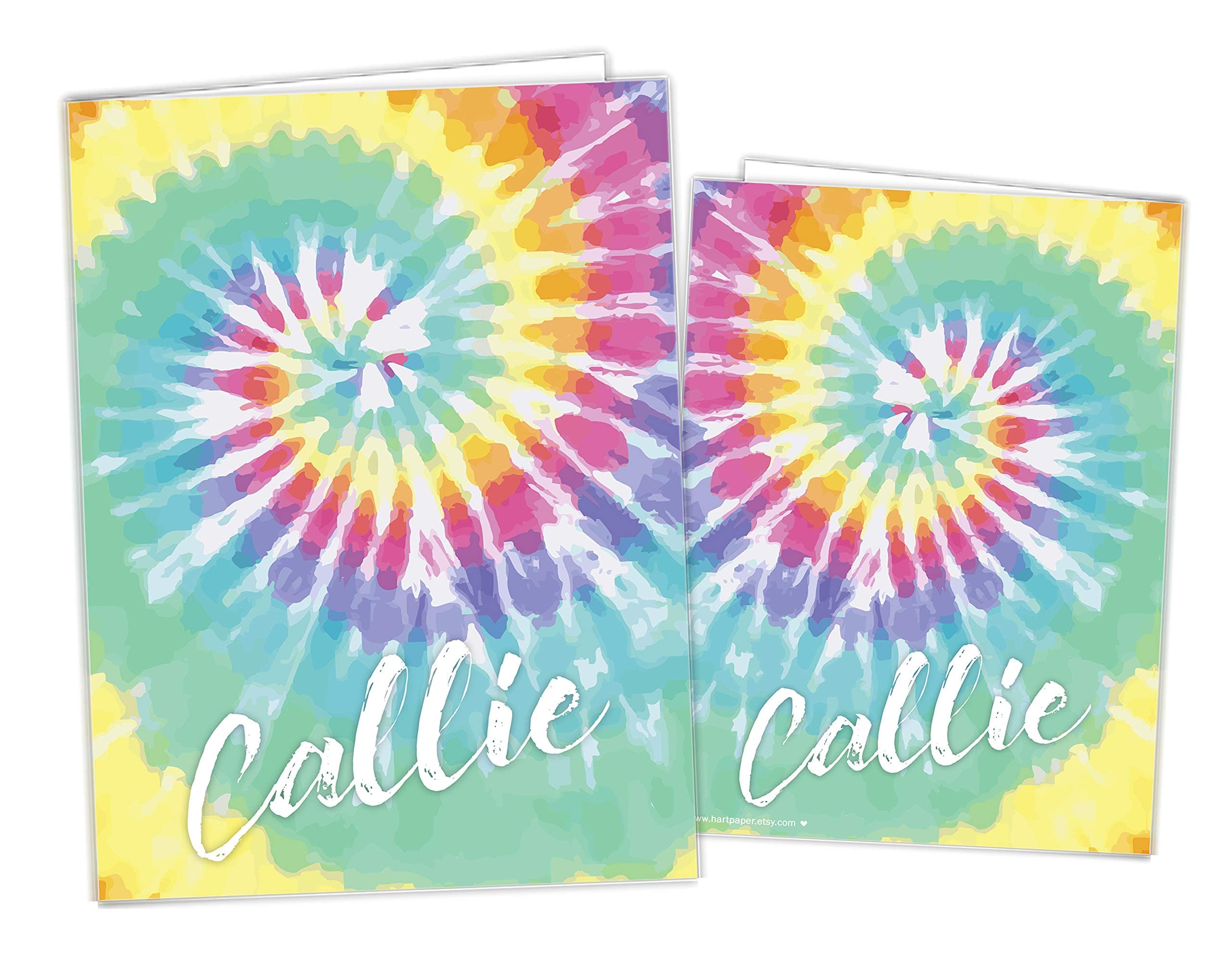 Rainbow Tie Dye Pocket Folder Gift Name Back to School Supplies Teacher Office Birthday Girl Boy Adult Kids Custom Personalized Custom