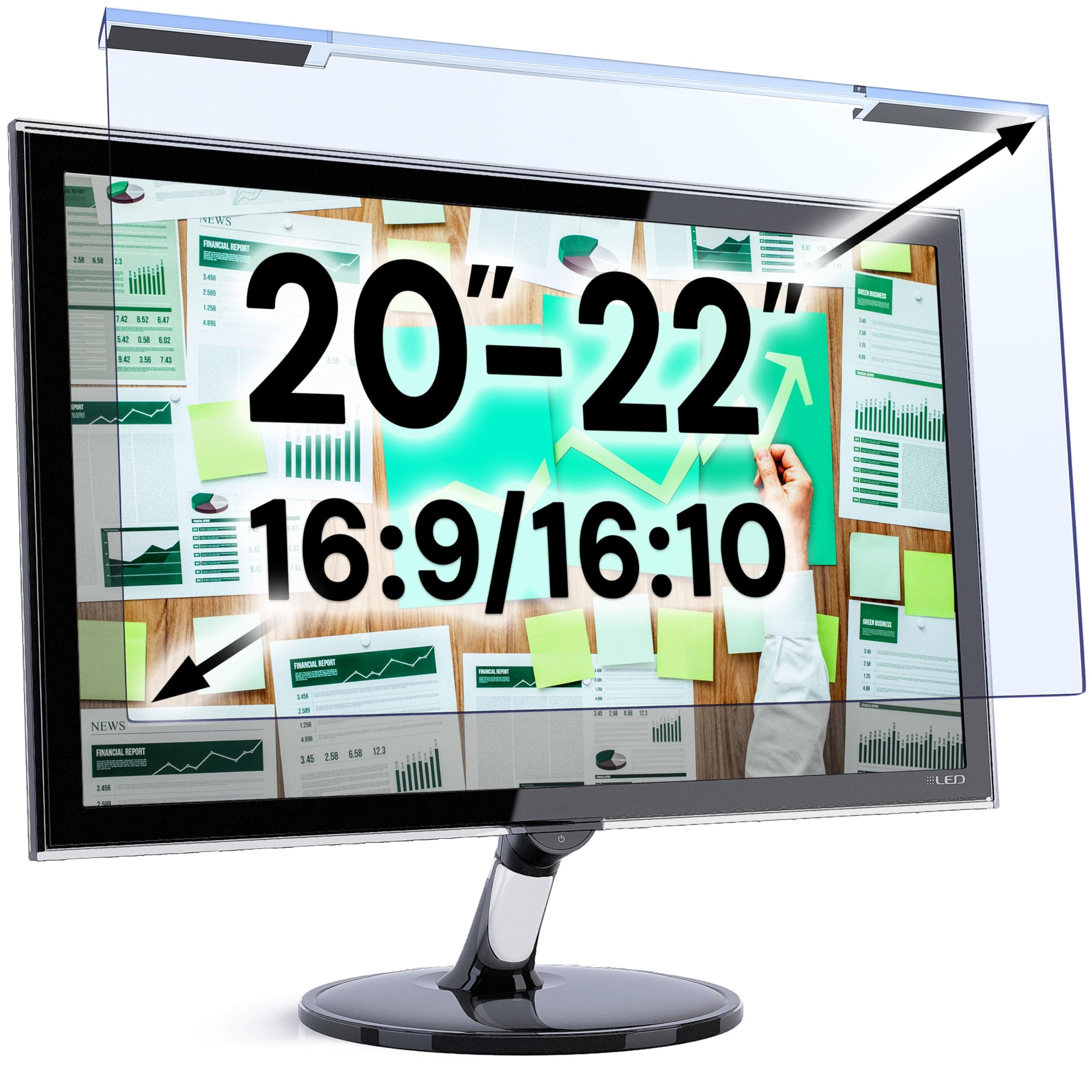 - VINTEZ Blue Light Screen Protector for 20, 21.5, 21.6, 22 Inch Computer Monitor and Laptop – Anti-UV Blue Light Blocking Film for Desktop PC, Eye Protection Filter, 19.3" x 12.5", 1 Pack