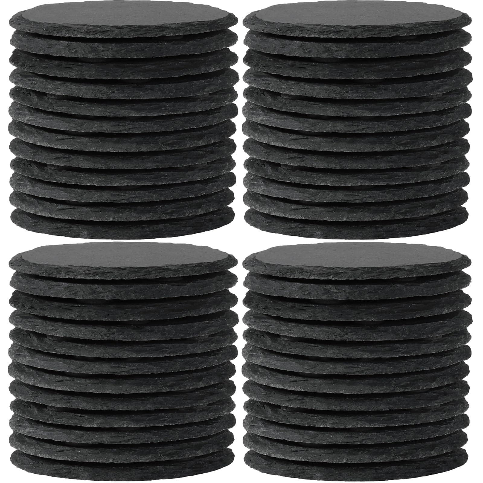 48 PCS Round Slate Coasters for Drinks, WEWINK PLUS 4 Inch Blank Black Stone Coasters Bulk with Anti-Scratch Backing for Laser Engraving, Home Decor, Bar,Wedding, Housewarming Gifts