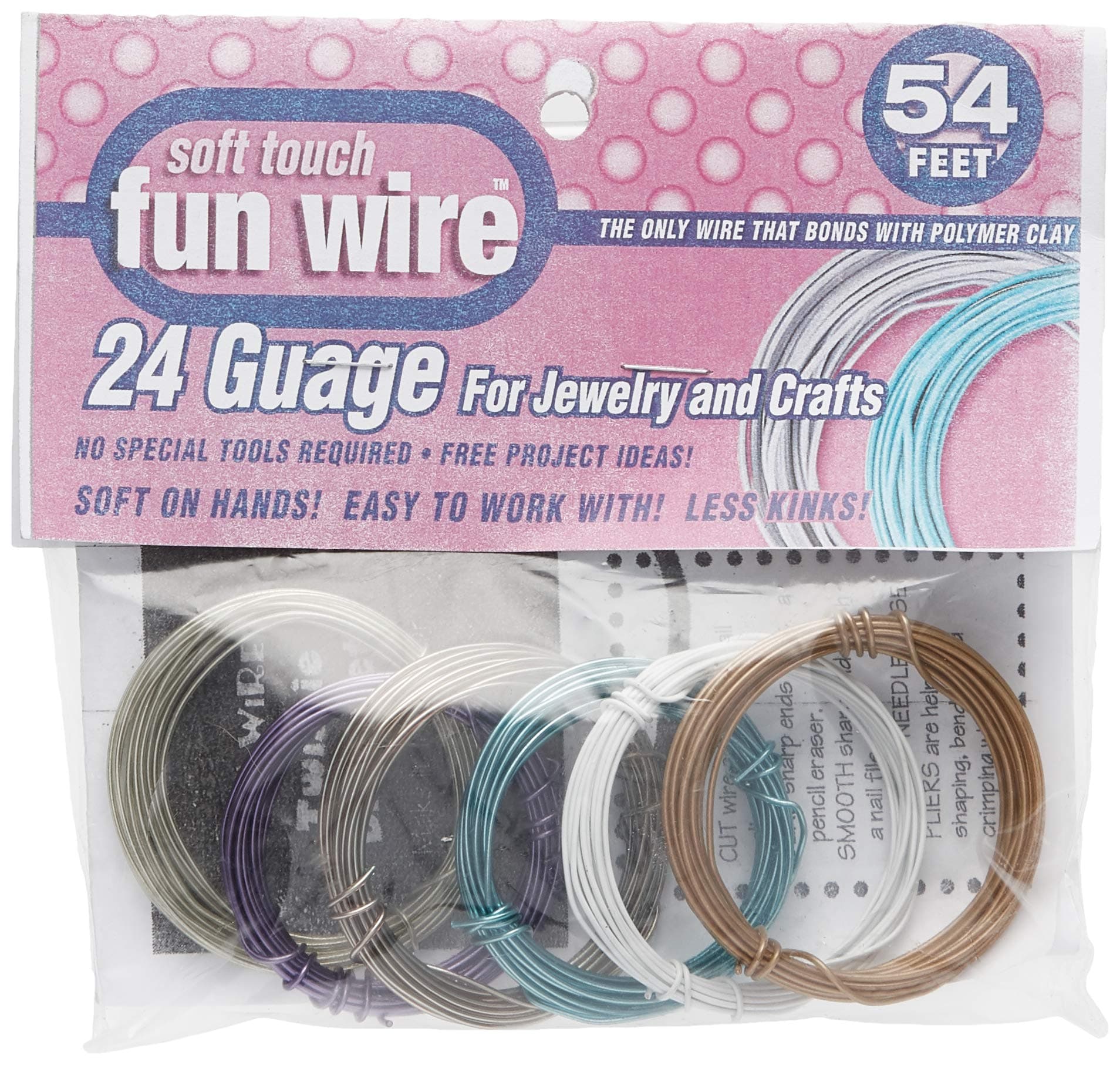 Toner Plastic Coated Fun Wire Value Pack 9-feet Coils-Translucent-24 Gauge