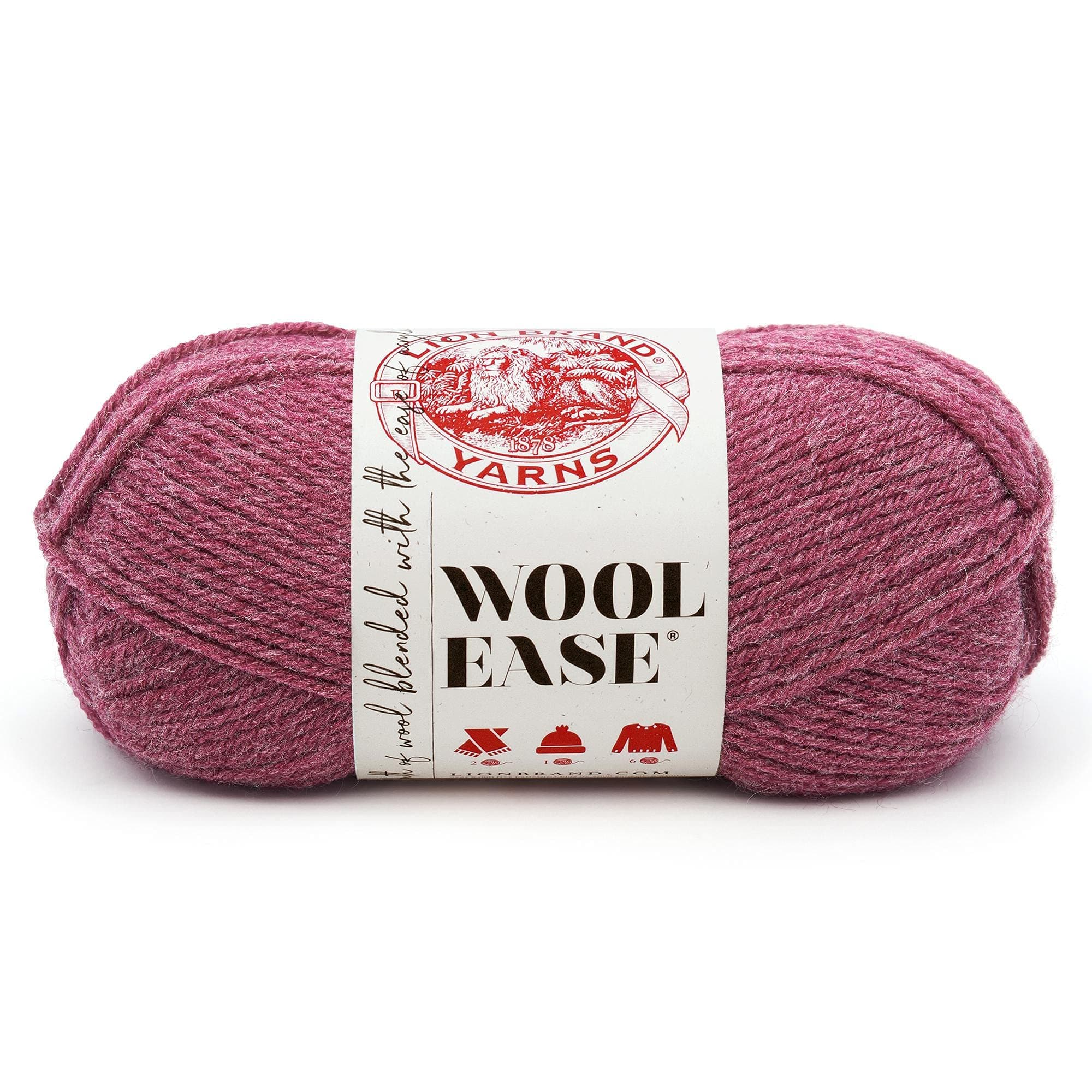 Wool-Ease, Soft, Worsted Weight Wool Blend Yarn for Knitting, Crochet, and Crafts, Dark Rose Heather, 1 Pack