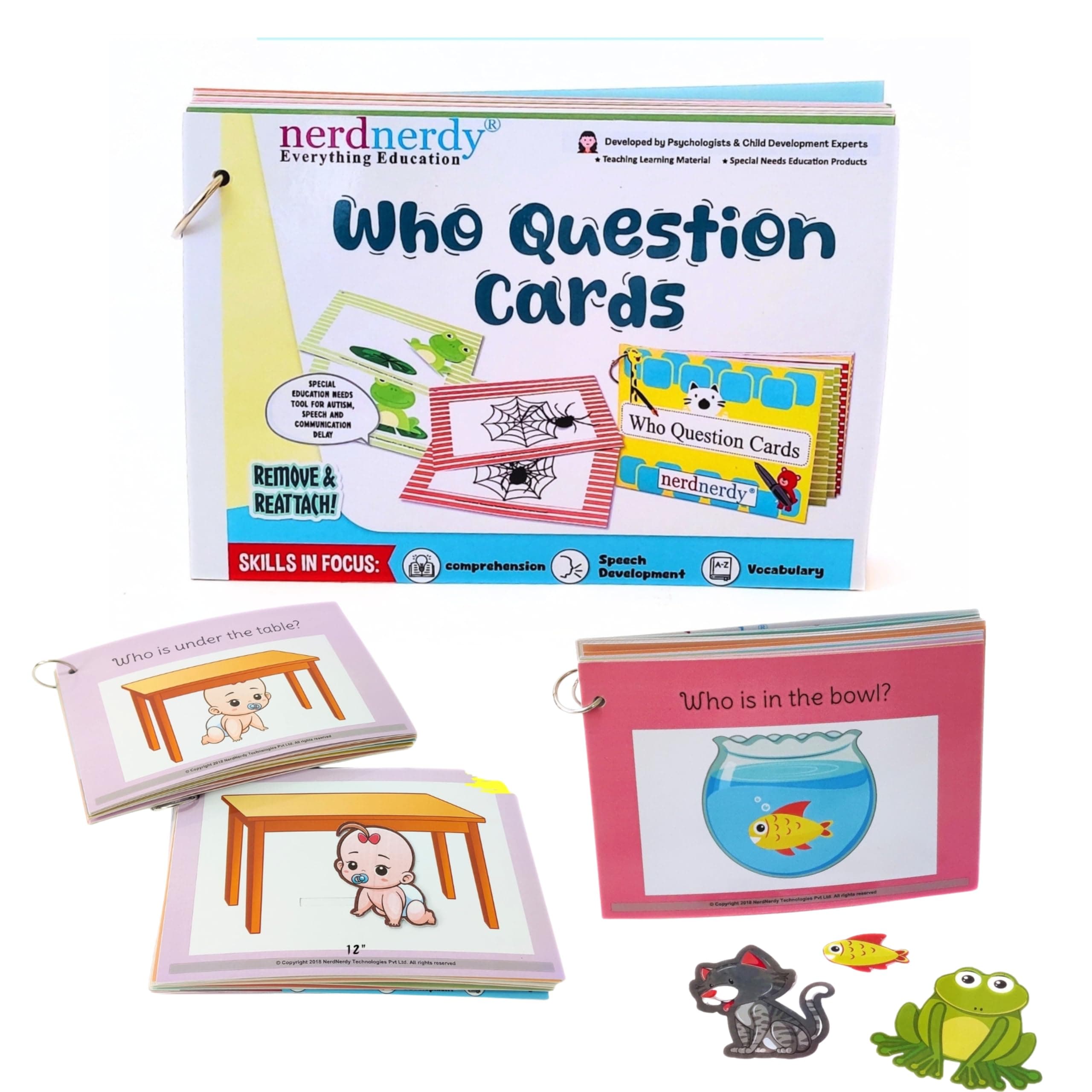 NERDNERDY' WHO QUESTION' for- Autism Learning Material/Speech Therapy Tool/Sensory Toys/Communication Builder/Language Development in Special Needs/Special Ed/Speech delay