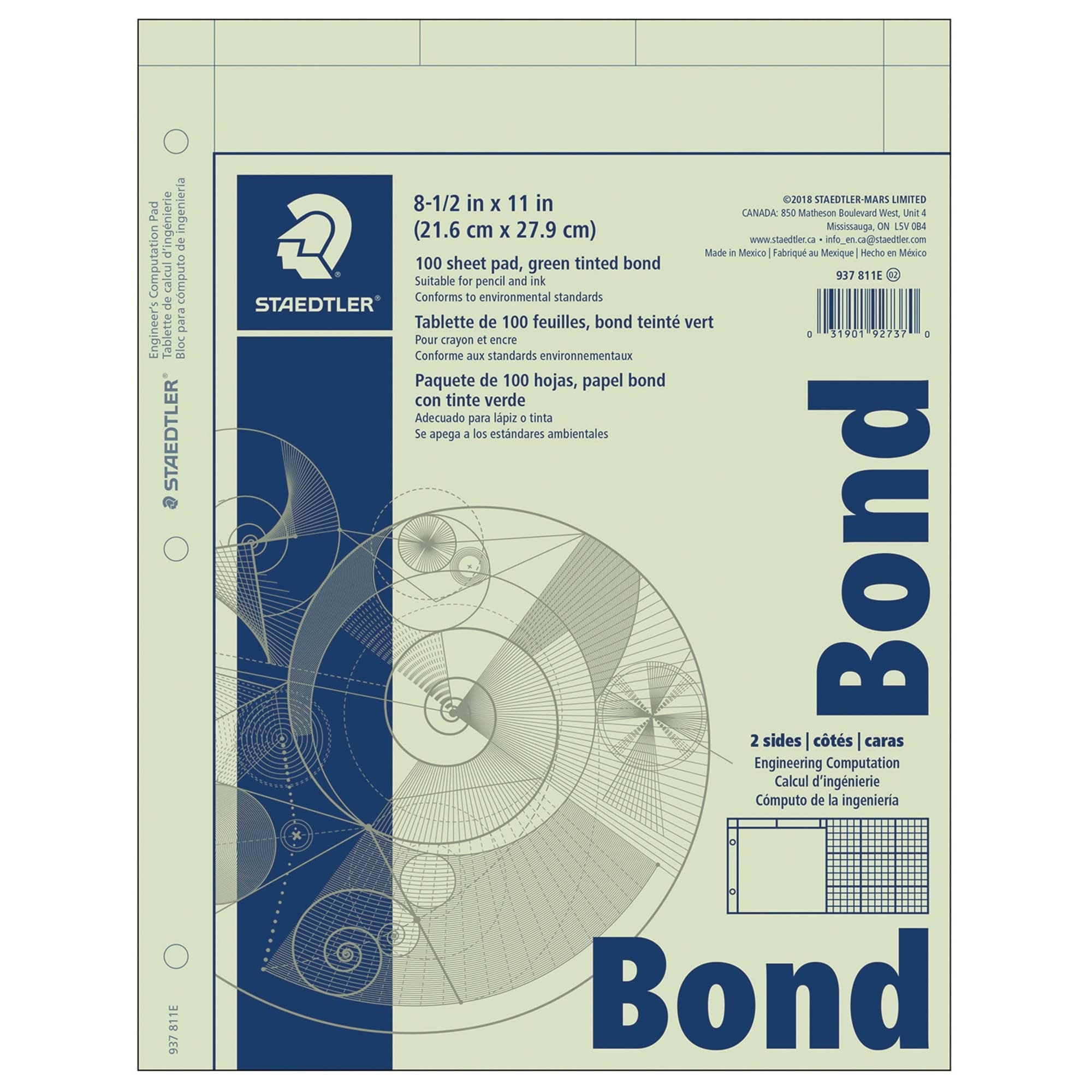 Engineering Computation Pad, 5 x 5 Grid, 100 Sheets