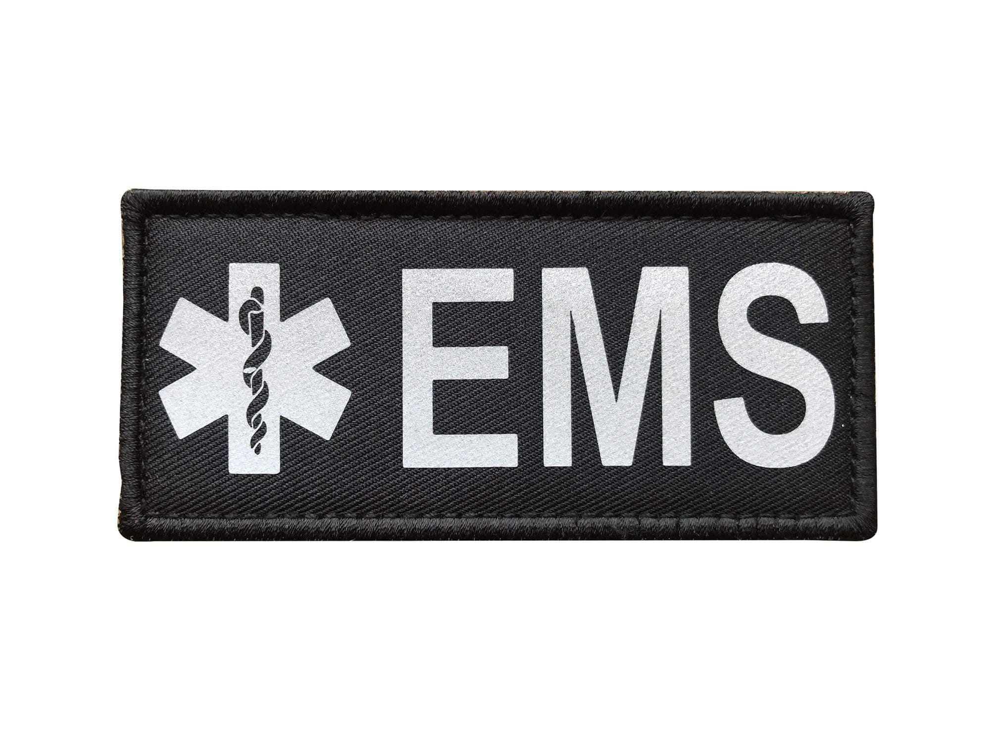 Reflective EMS EMT Star of Life Patch with Hook and Loop (Black)
