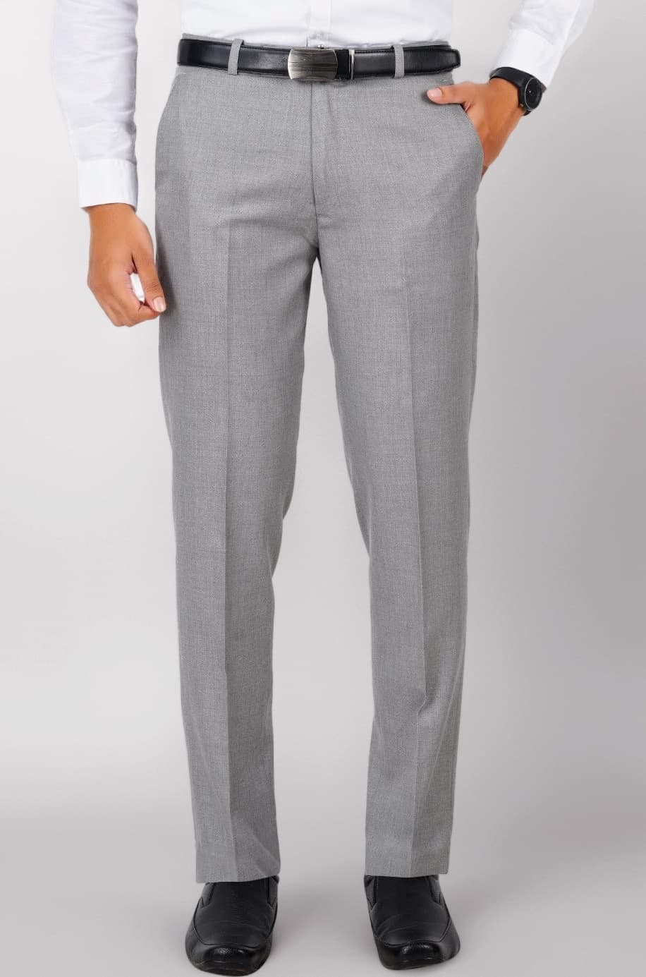 McHenry Men's Classic Solid Formal Comfort/Regular Fit Stretchable Wrinkle Free Trousers