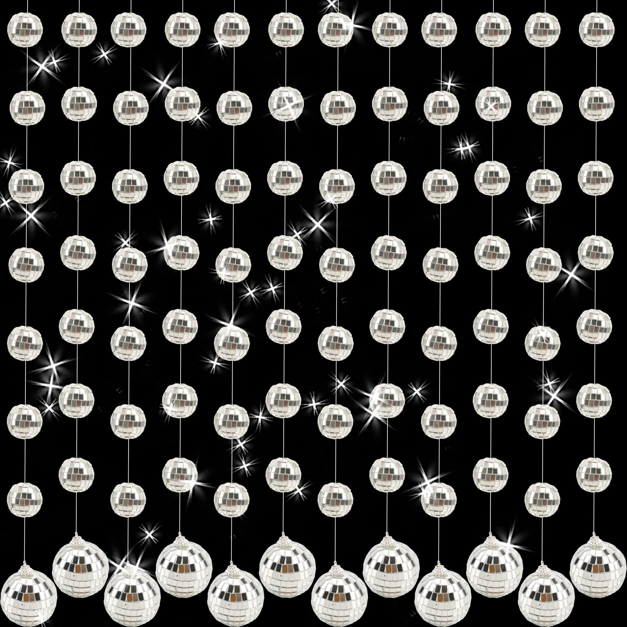 Cotiny 12 Pack Mini Disco Ball Ornaments Reflective Silver Mirror Disco Ball Hanging Decorations for Birthday Party Xmas Tree Home Supplies