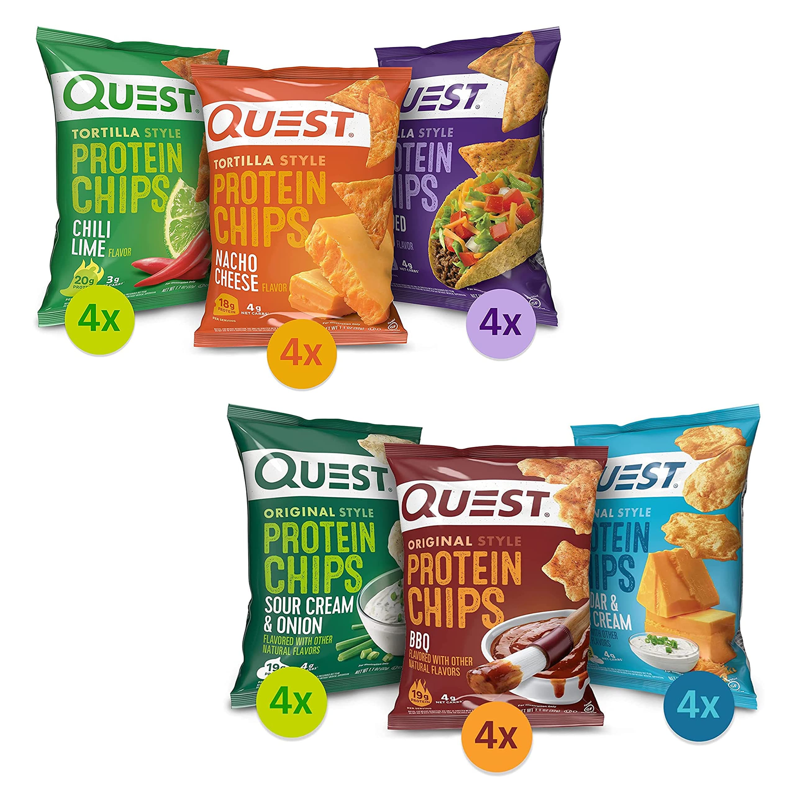 Quest Nutrition Protein Chips Variety Pack Bundle, High Protein, Low Carb, 24 Count