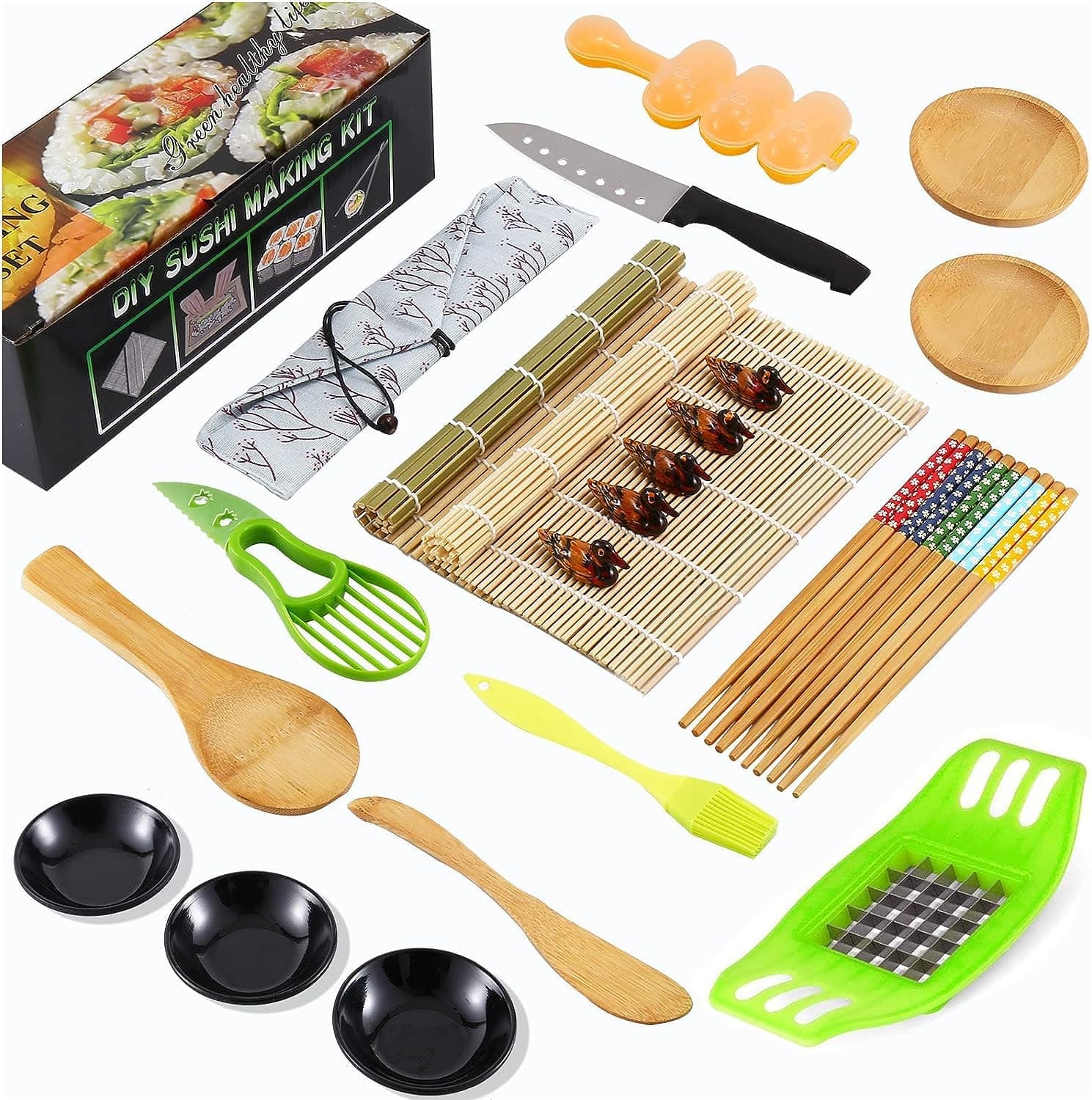 Nnewvante Sushi Making Kit, Easy DIY Sushi Maker Tools Set with Bamboo Sushi Mat, Complete Sushi Rice Roller Machine for Professional, Prefect Home Sushi Tool for Beginners Chef