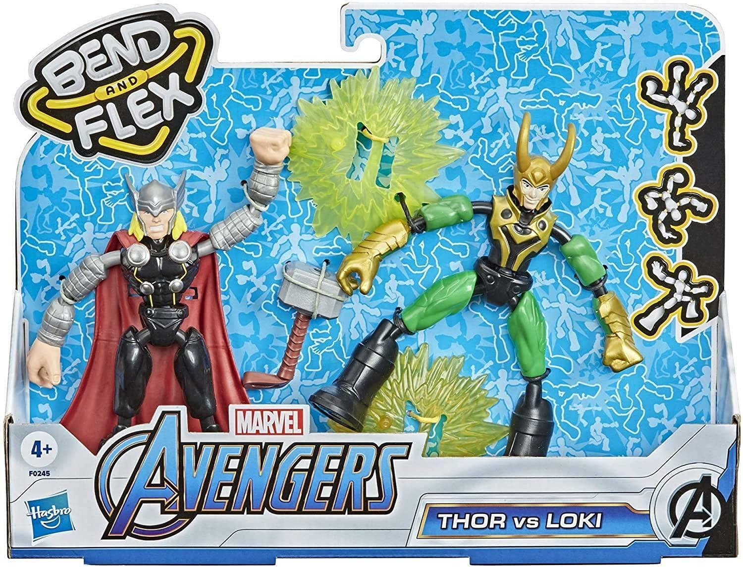 Marvel Avengers Bend and Flex Thor Vs. Loki Action Figure Toys, 6-Inch Flexible Figures, Includes 2 Accessories, Ages 4 and Up