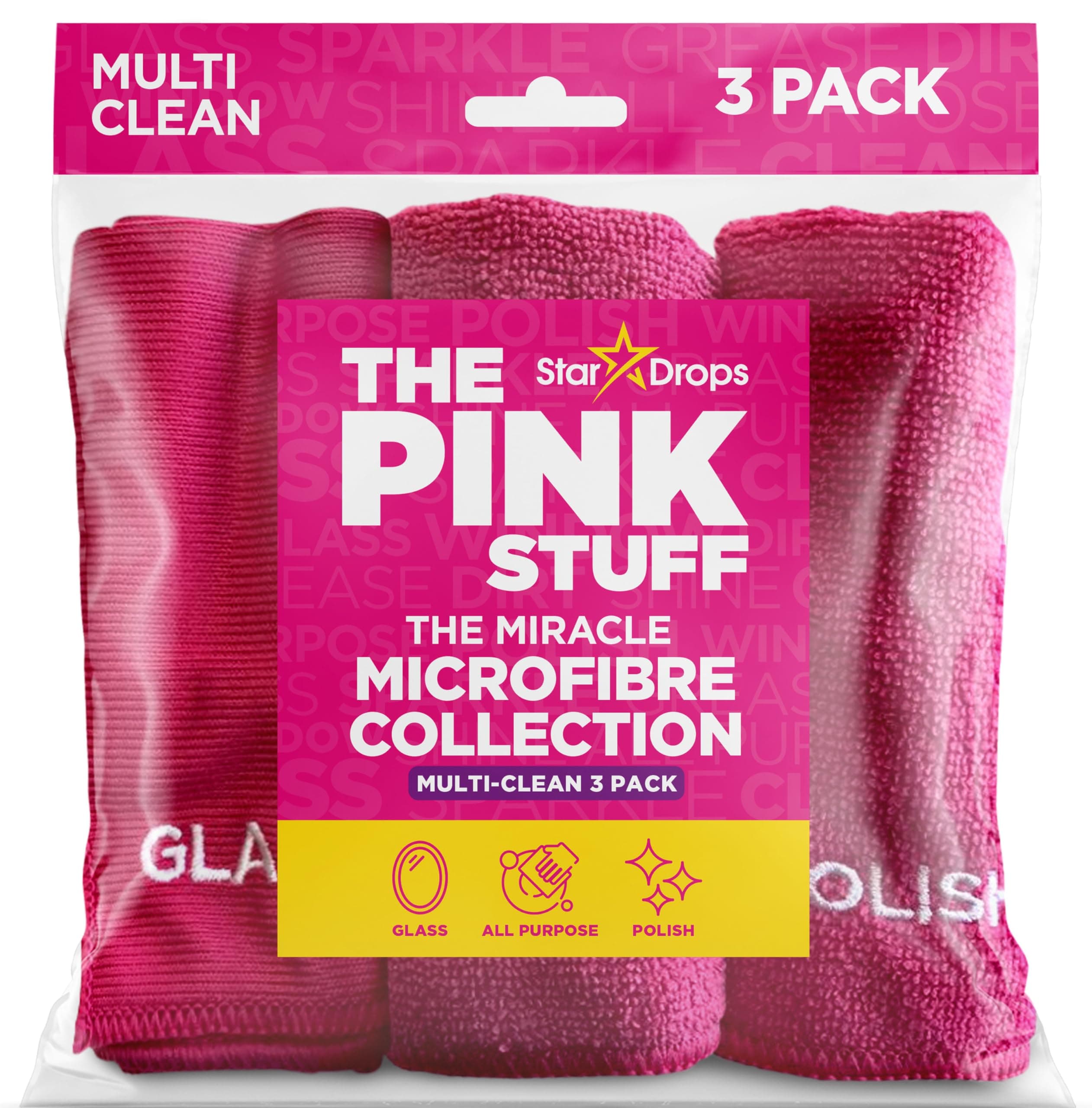 The Pink Stuff – Miracle Microfibre Cloth Collection 3 Pack