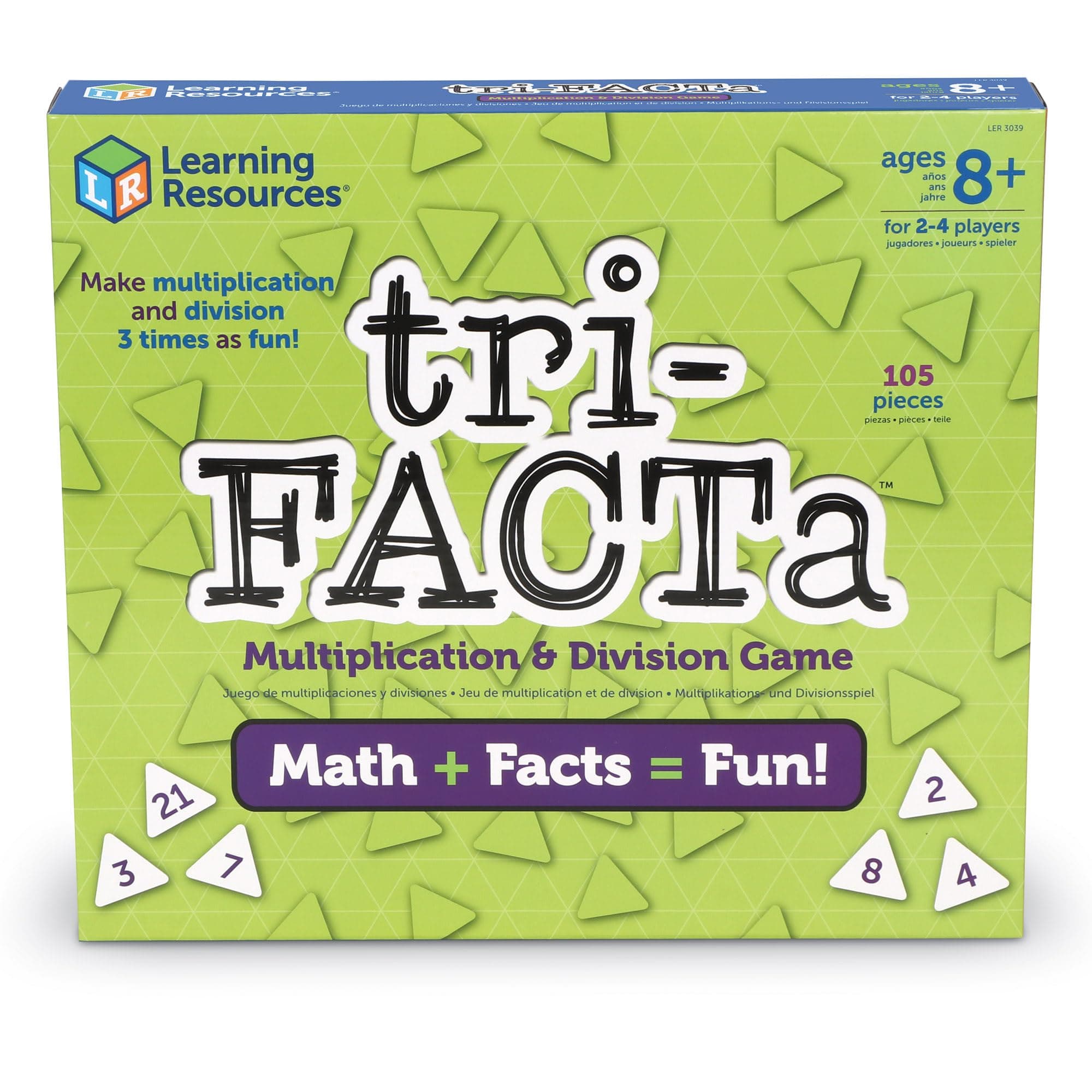 Learning Resources tri FACTa Multiplication & Division Game, Homeschool, Math Game, 2 4 Players, 104 Piece Set, Ages 8+, Multi-color