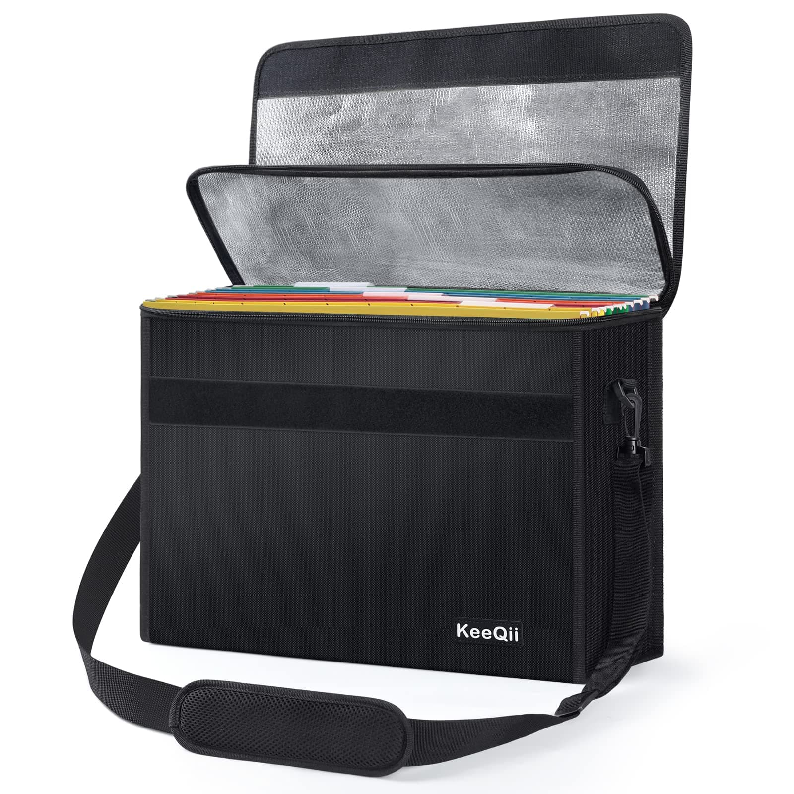 KeeQii Fireproof Document Box, 17’’x12’’x5’’ Fireproof and Waterproof Bag Large Capacity, 3-Layers Fireproof Safety Box, Fireproof Box for Documents, Money, Laptop, Deed and Valuables