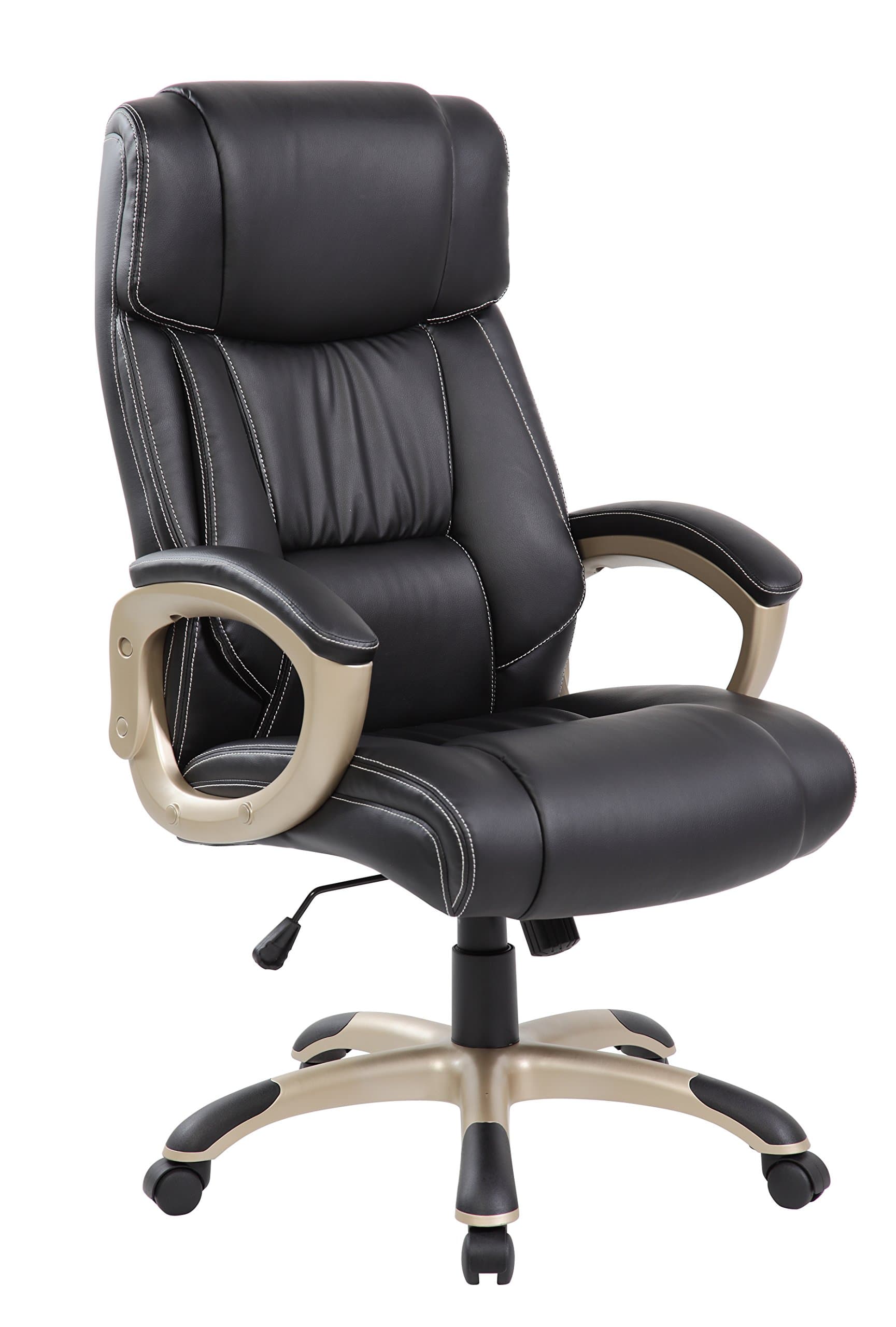 Az-Office Thick Padded High Back PU Leather Ergonomic Office Chair with Back Support and Arms, Black