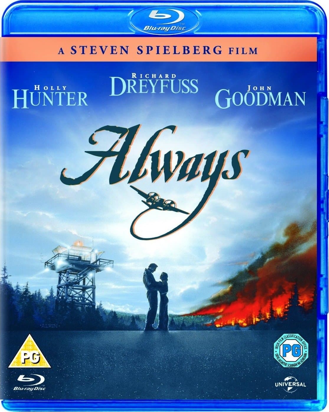 Always - Blu-ray - Universal Studios | 1989 | 122 min | Rated BBFC: PG | May 04, 2015 - Director: Steven Spielberg Writers: Jerry Belson, Dalton Trumbo, Frederick Hazlitt Brennan Starring: Richard Dreyfuss, Holly Hunter, John Goodman, Brad Johnson, Audrey Hepburn, Roberts Blossom