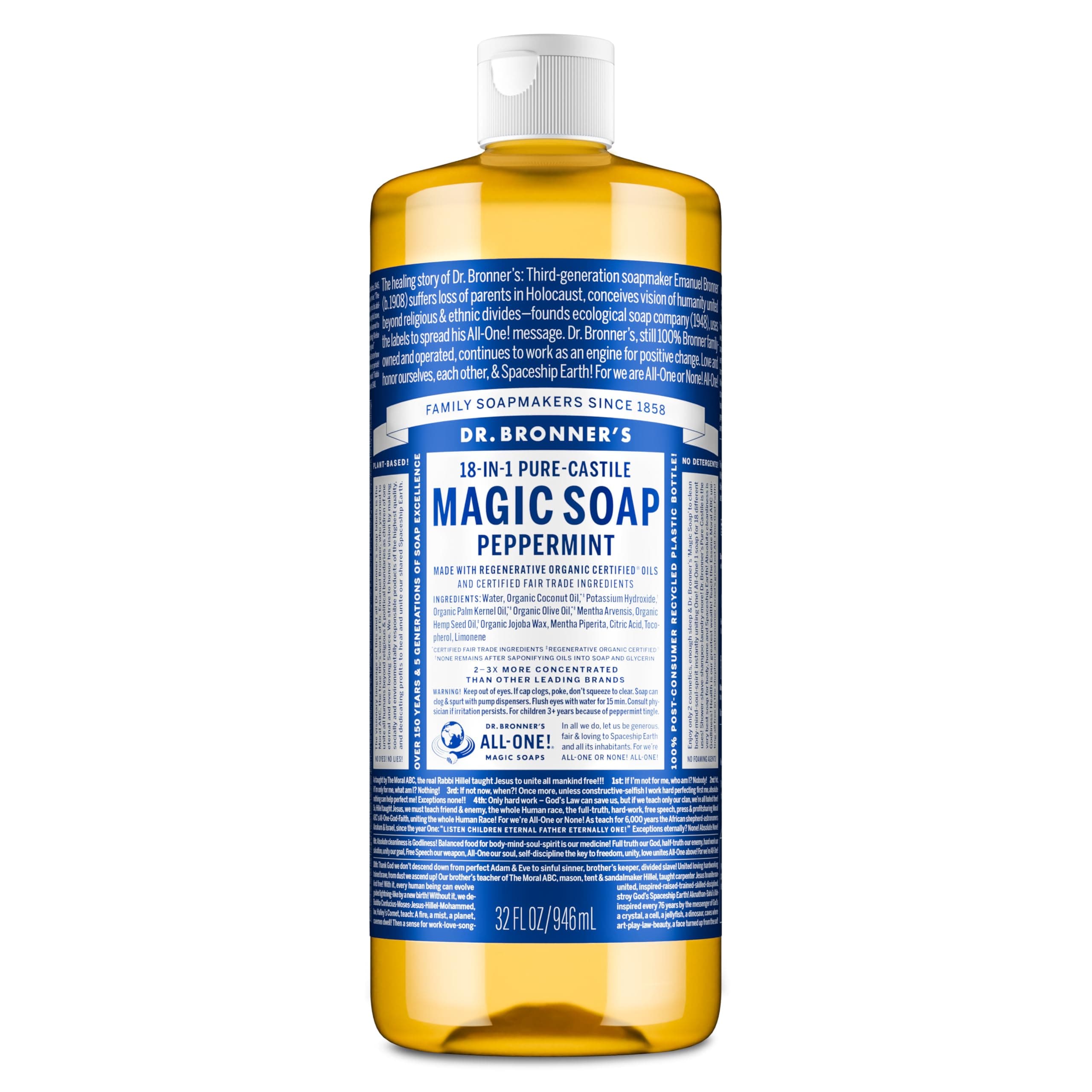 Dr. Bronner's Pure-Castile Liquid Soap - Peppermint 32oz