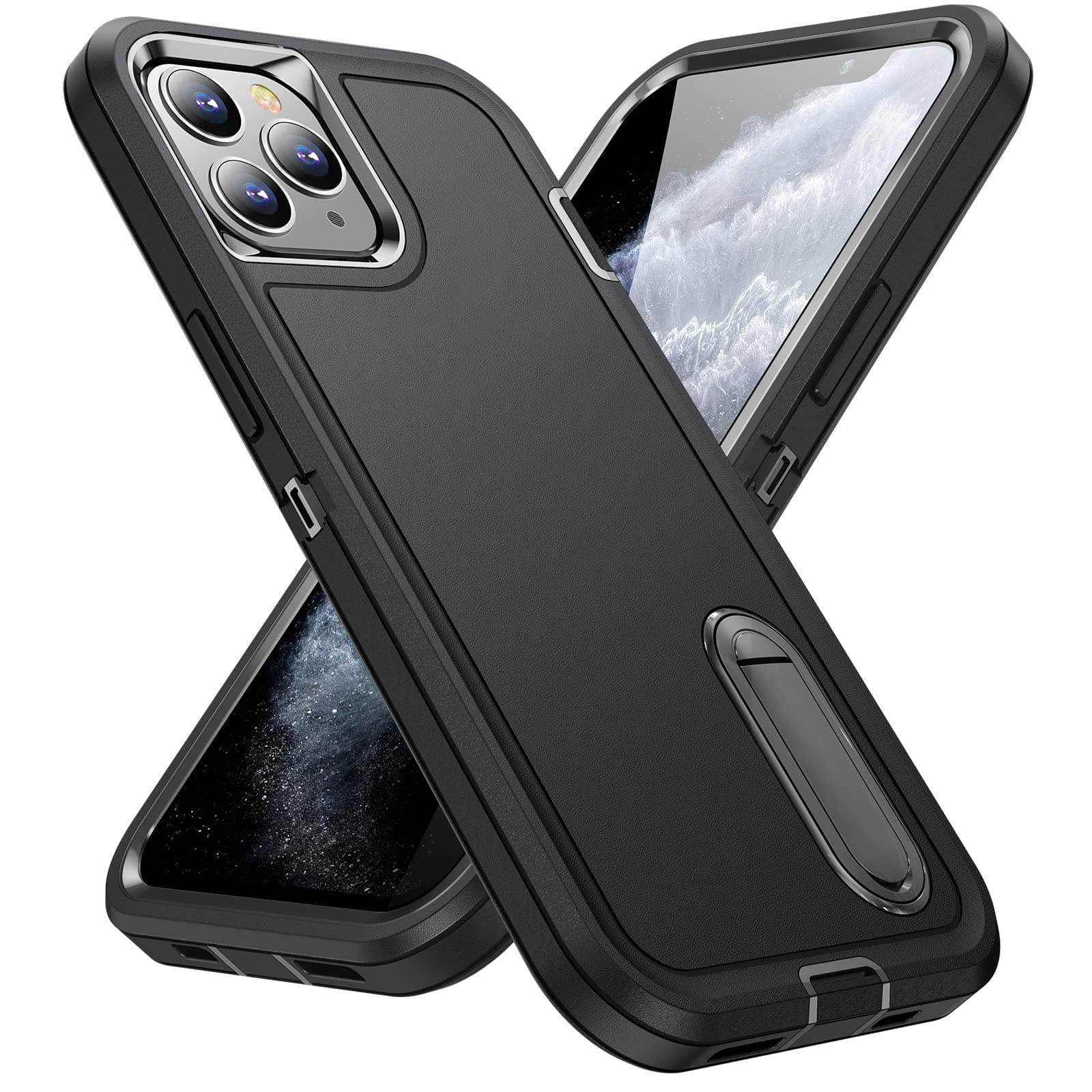 IDweel for iPhone 11 Pro Max Case with Build-in Kickstand,Heavy Duty Protection Shockproof Anti-Scratch Slim Fit Protective Sturdy Case Hard Cover for iPhone 11 Pro Max 6.5 Inch,Black