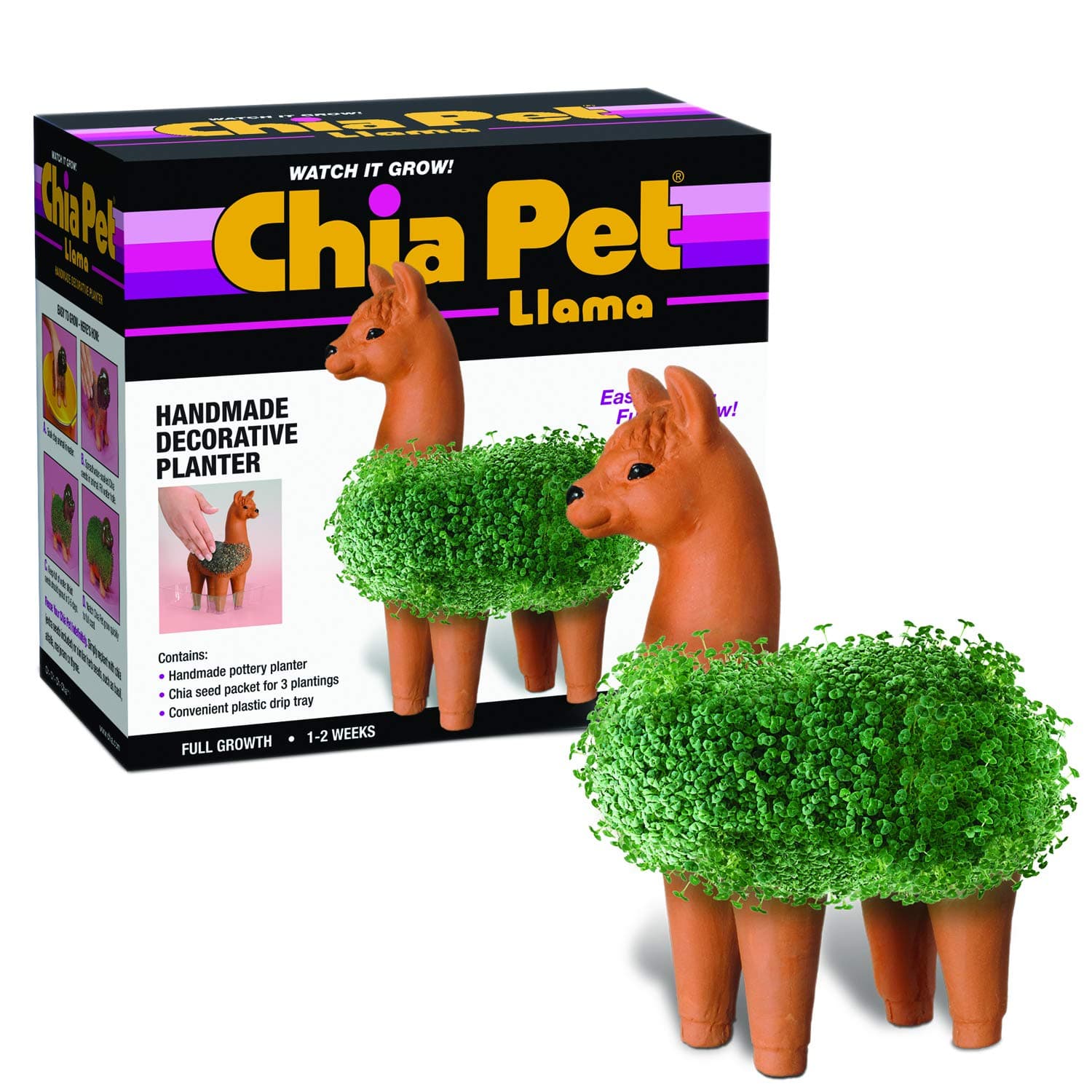 Chia Pet Llama with Seed Pack, Decorative Ceramic Planter, Easy to Do and Fun to Grow, Great Gift, Perfect for Any Occasion