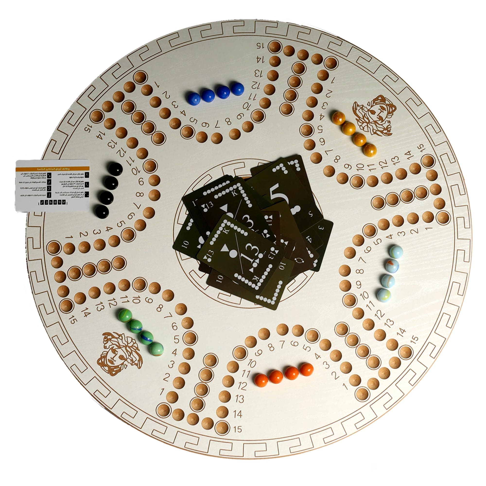 Jackaroo Board Game – 4 Player / 6 Player Dual-Sided, White Texture Board, Plastic Cards (2 Decks), 24 Marbles