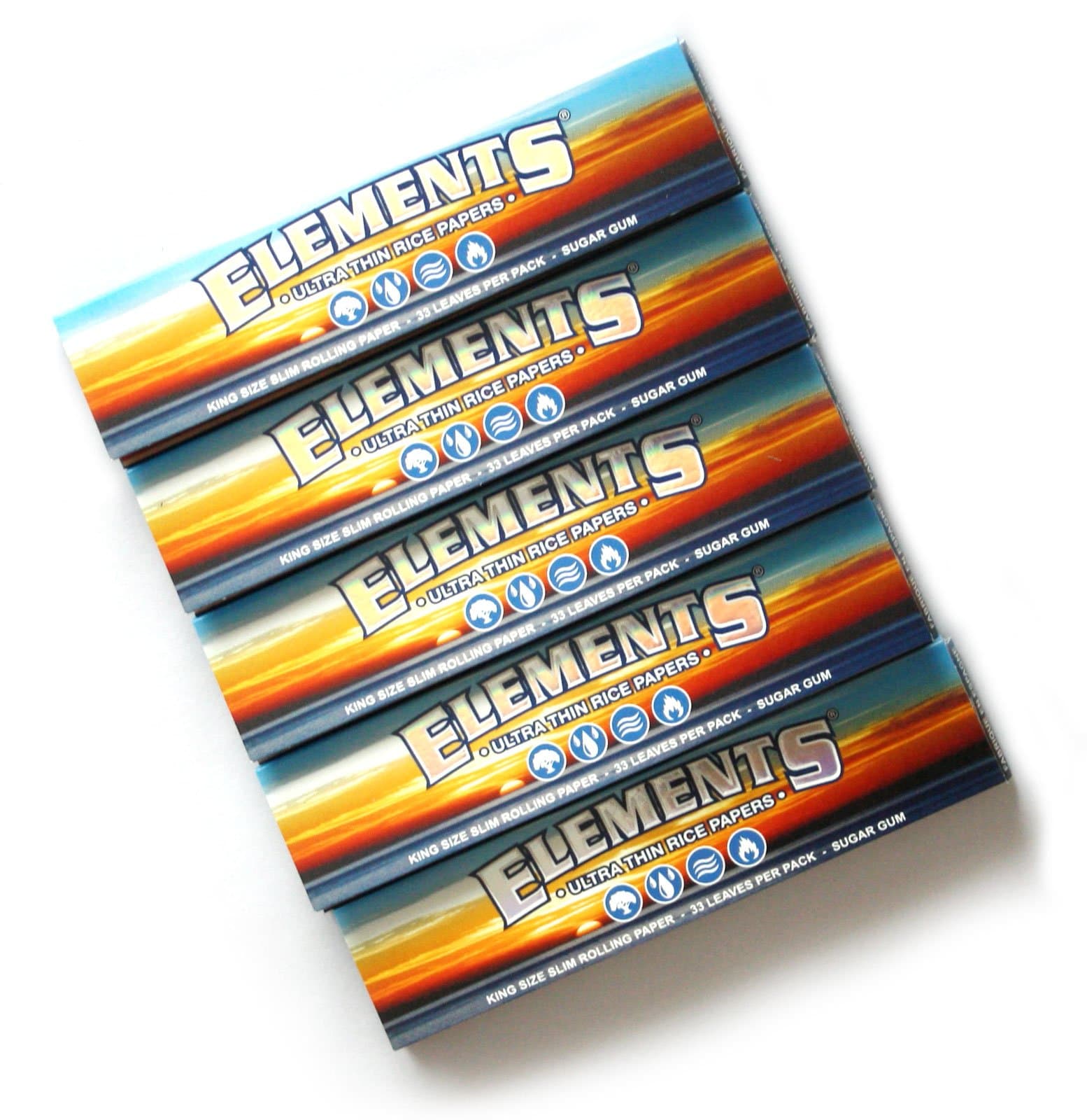 ELEMENTS King Size Ultra Thim Slim Rice Rolling Papers - 5 Booklets