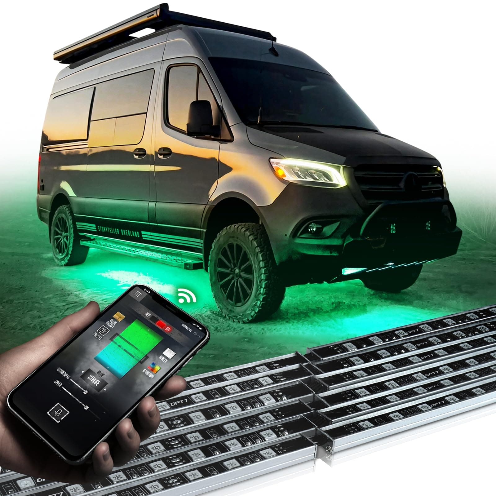 Aura Pro B&B+ Class RV Underground Lights with App & Remote Control, Multi-Color RGB Modes, Music Sync, 6 Waterproof Rigid Aluminum Light Bars Kit