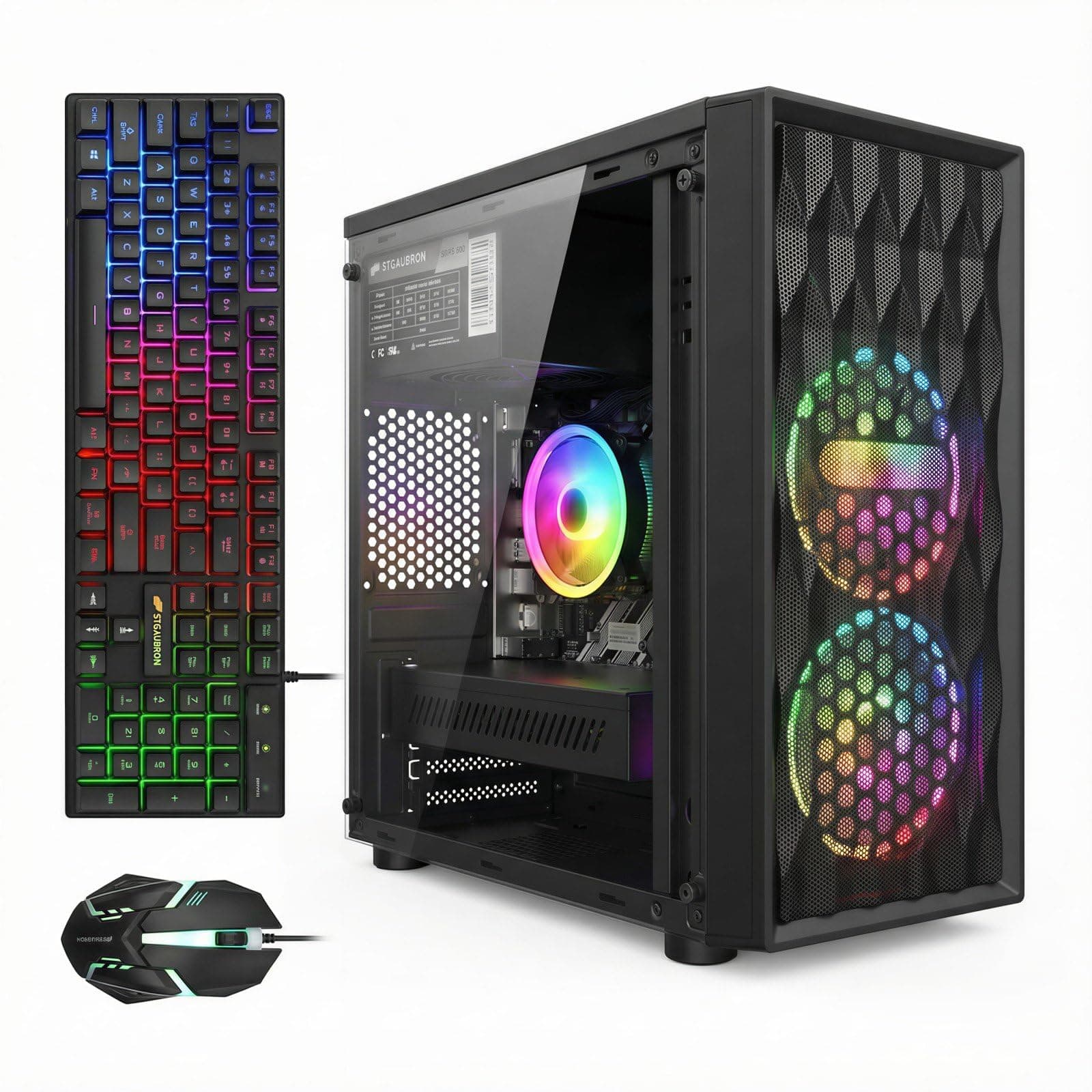 Gaming PC Computer Desktop, Radeon RX 560 4G, Intel Core I7 8th up to 4.1GHz, 16G DDR4, 512G SSD, WiFi 6 & BT 5.2, RGB Fan x2, Windows 11 Home