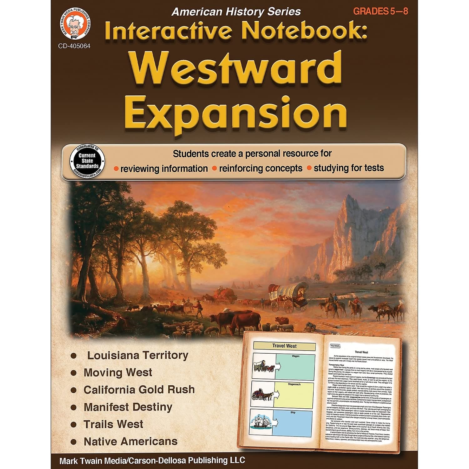 Mark Twain Westward Expansion Interactive Notebook, Social Studies for Grades 5 and Up, California Gold Rush, Native Americans, Louisiana Territory, and More,