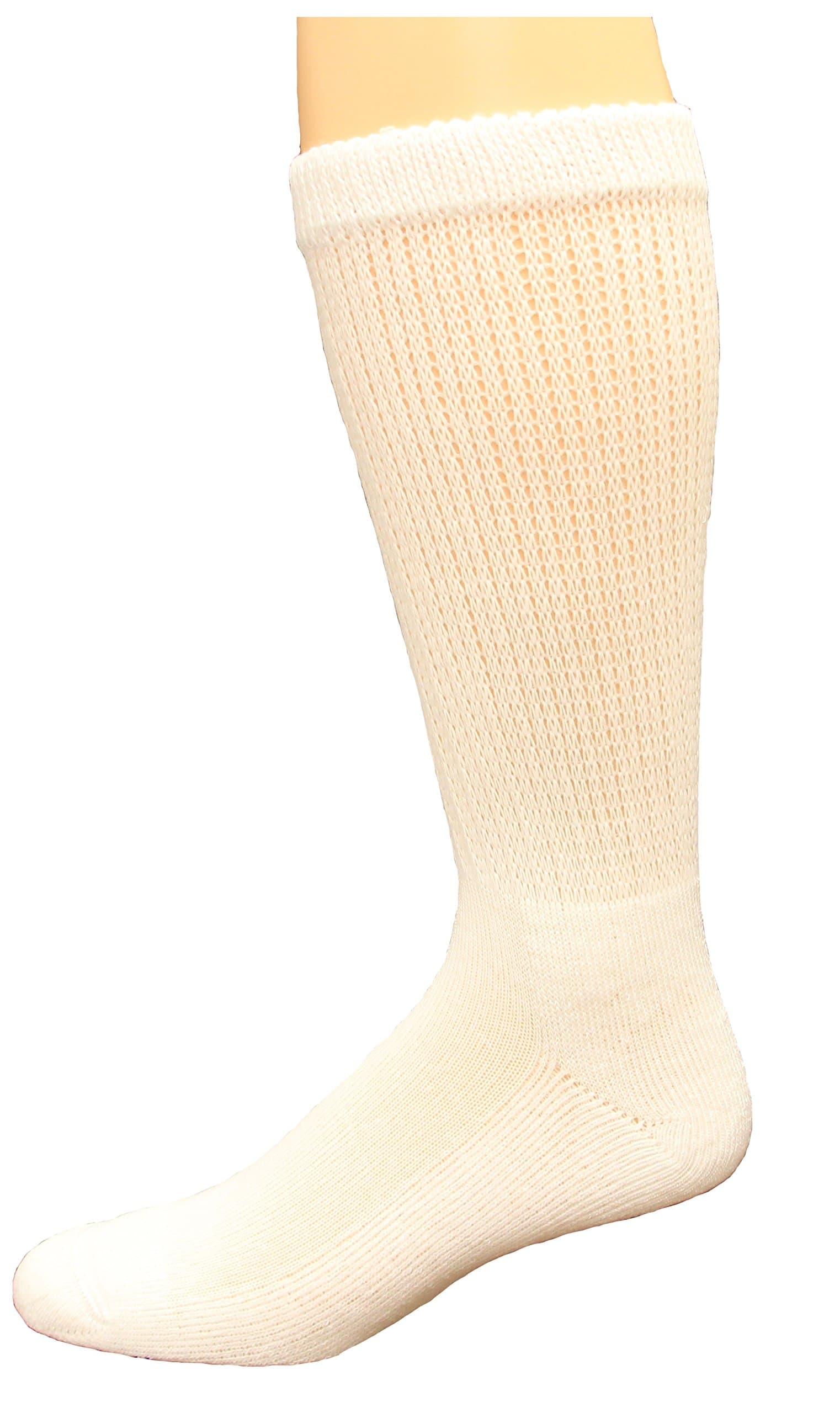 MediPeds Diabetic Crew Socks White Medium 2 Pair Value Pack