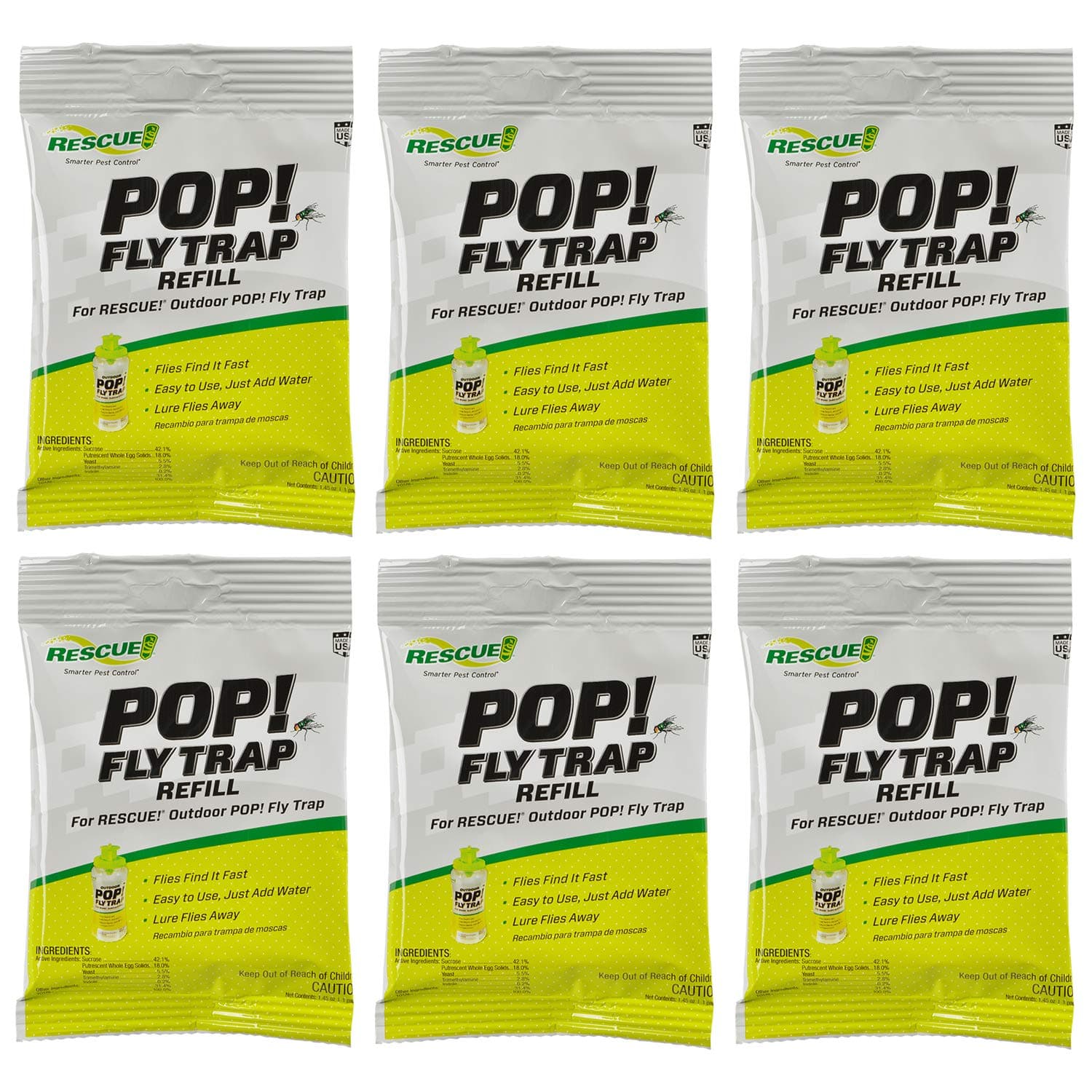 POP! Fly Trap Bait Refill – Outdoor Use – 6 Pack