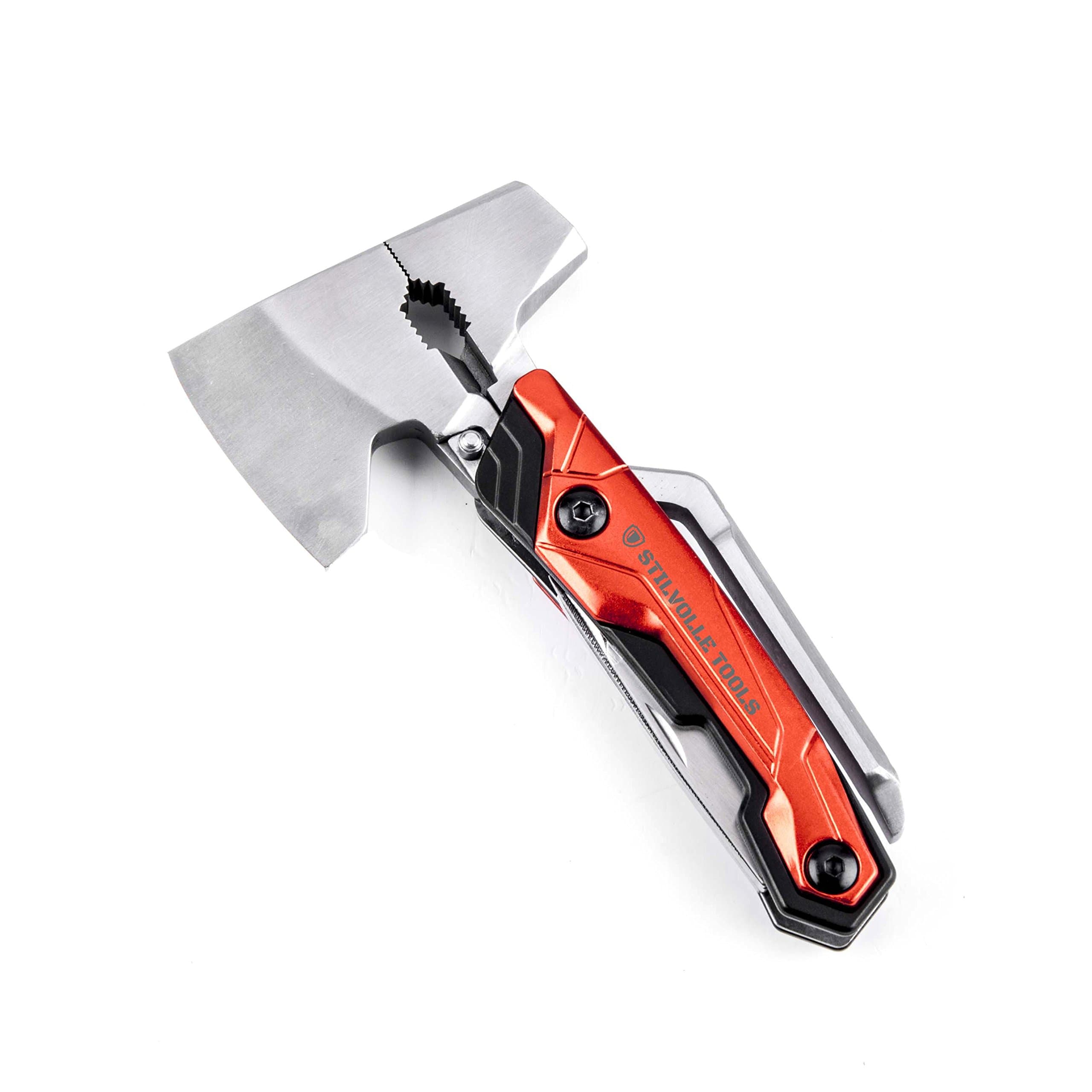 Axe 9 ax with 9-Featured Multi-Tool Hammer, Wrench, Wire Cutter, ax, Bottle Opener, Phillips Screwdriver, Flat-Blade Screwdriver, Nail File, Saw, Knife