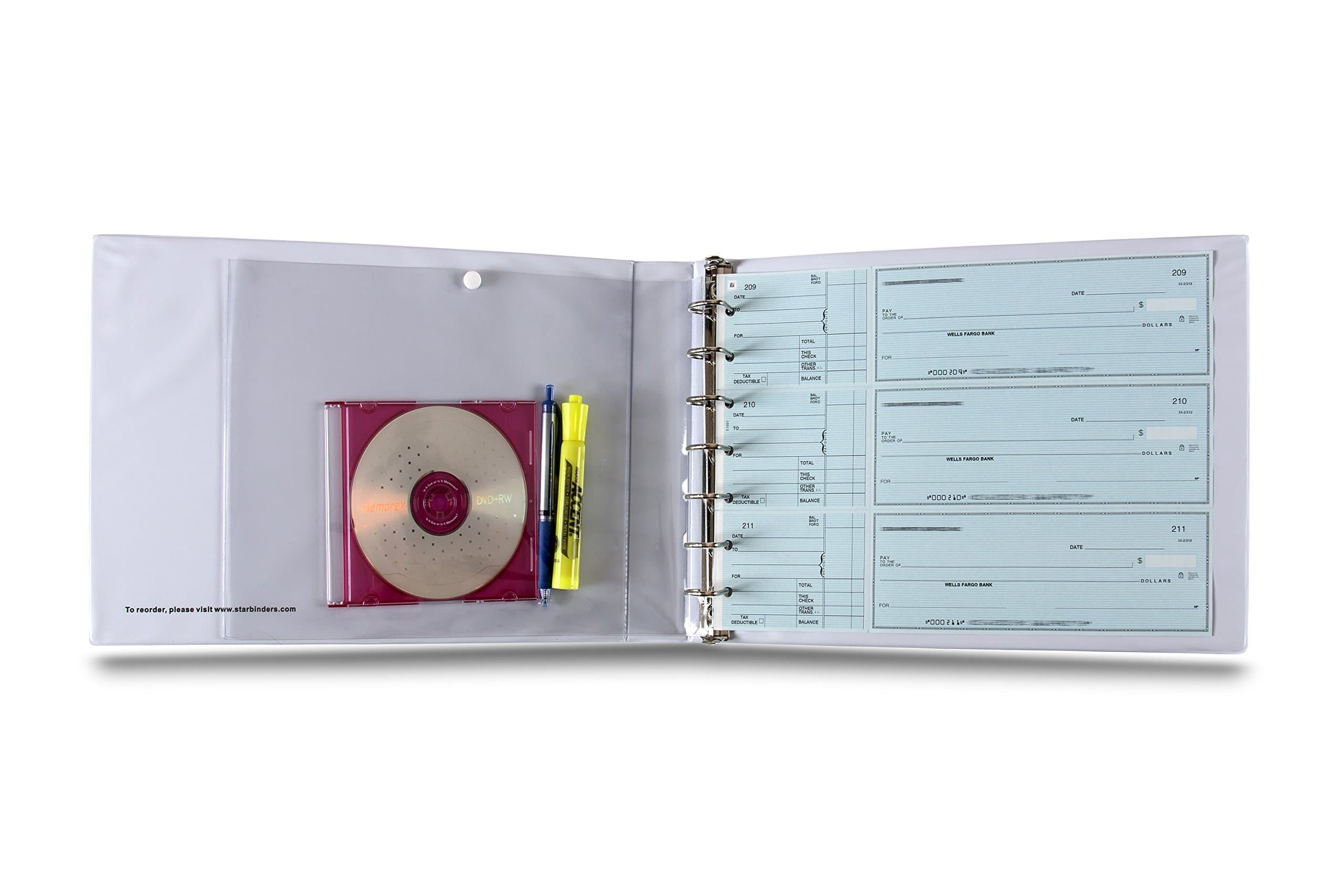 7 Ring 3 on a Page Check Book Binder with White Cover by Starbinders White