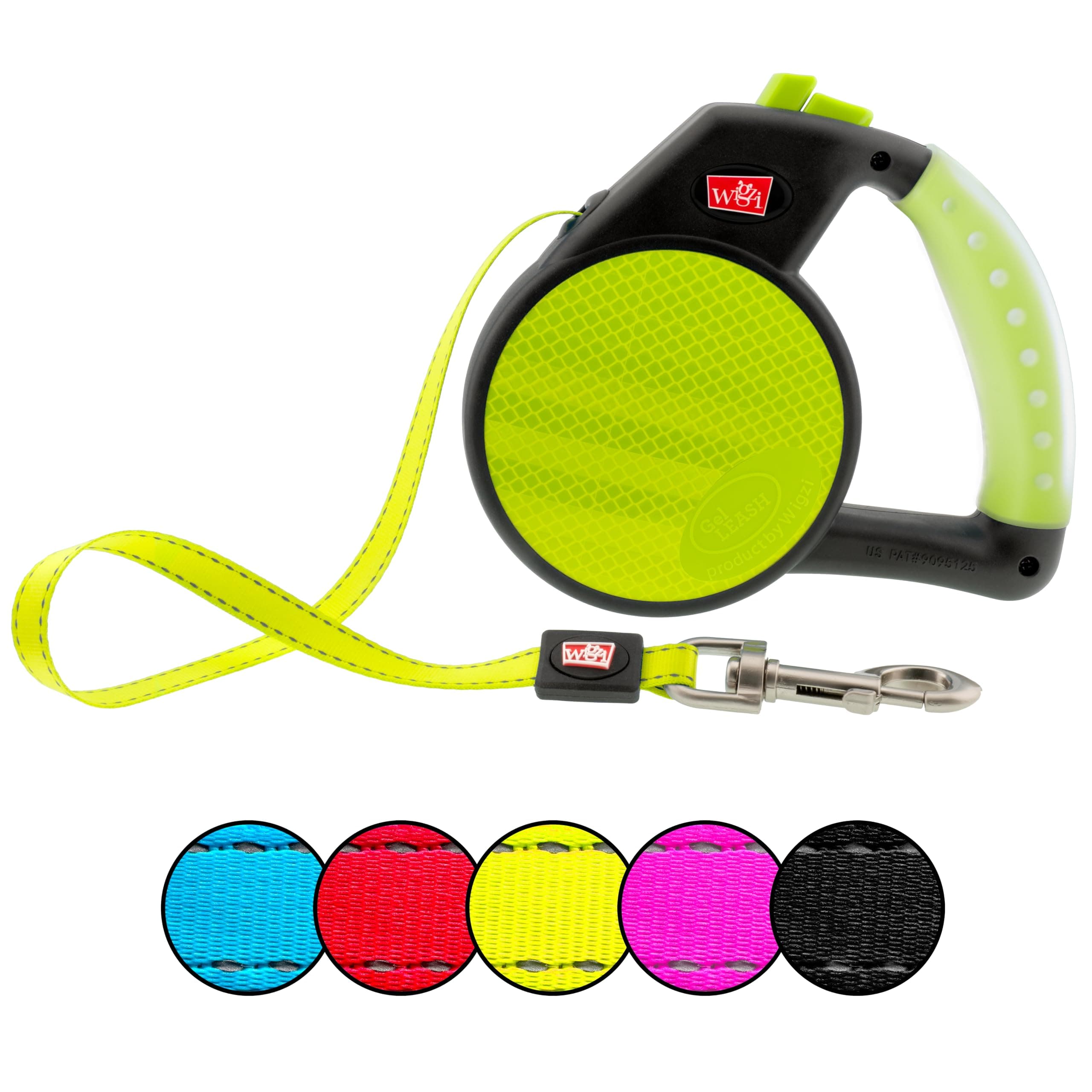 Reflective Gel Retractable Leash, Yellow, Large
