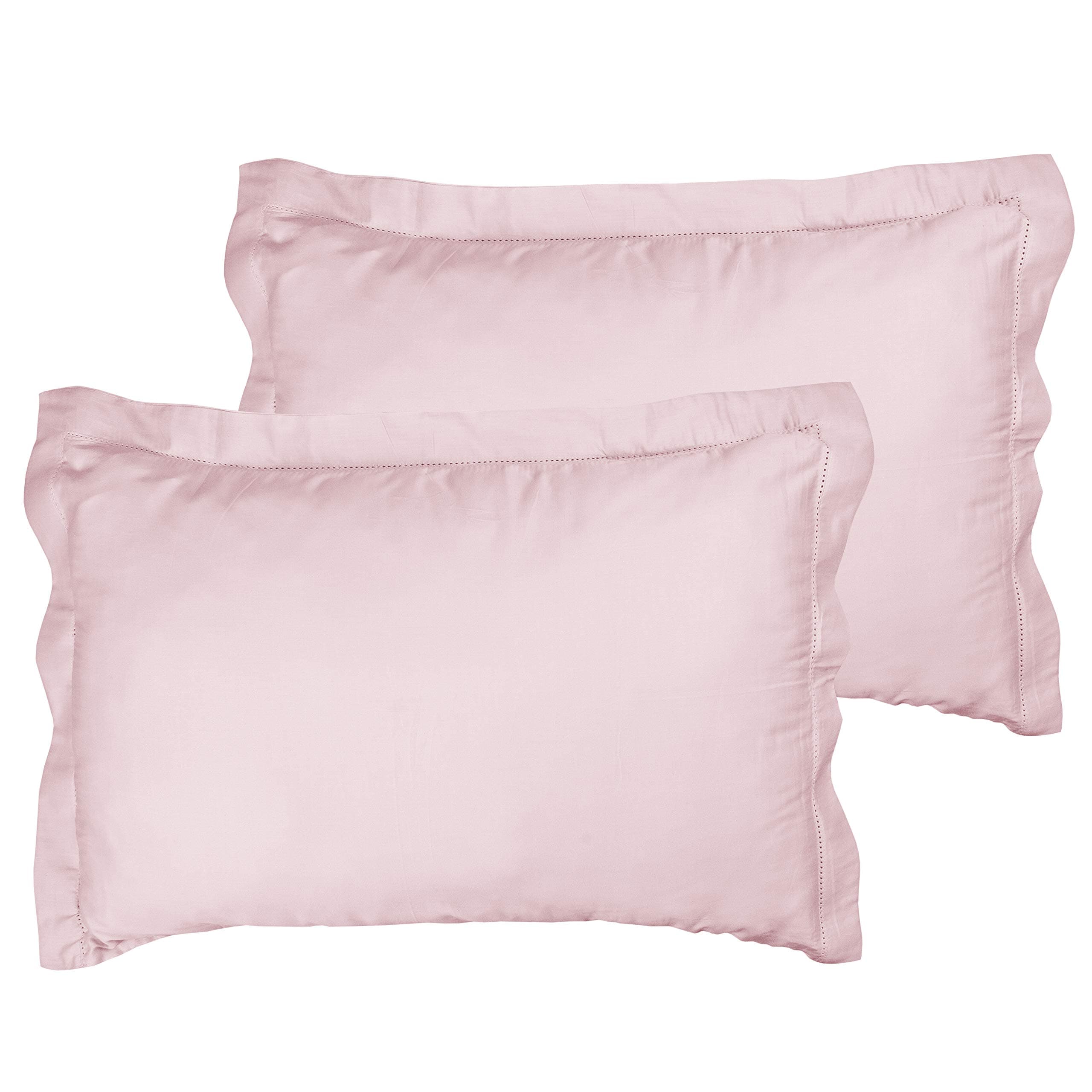 Infinite Weaves Standard Size Pillowcase Set - 300 Thread Count 100% Cotton Silky-Soft Long Staple Sateen Weave Pillow Covers Only - Luxurious Hypoallergenic & Fade Resistant - 2 PC (Standard, Rose)