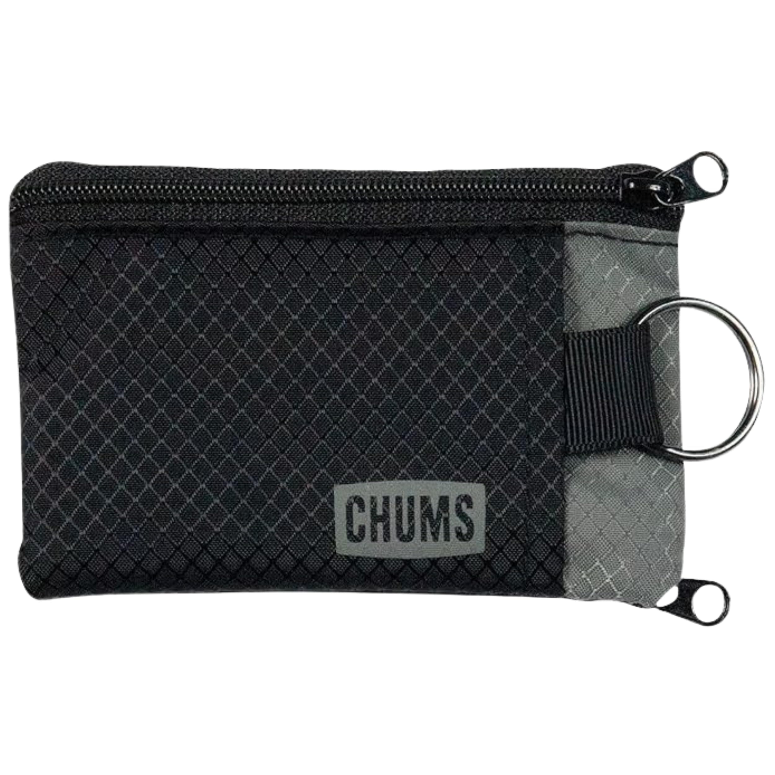 Chums Lightweight Minimalist Surfing Shorts Wallet with Zipper and Clear ID Window Water Resistant with Keychain