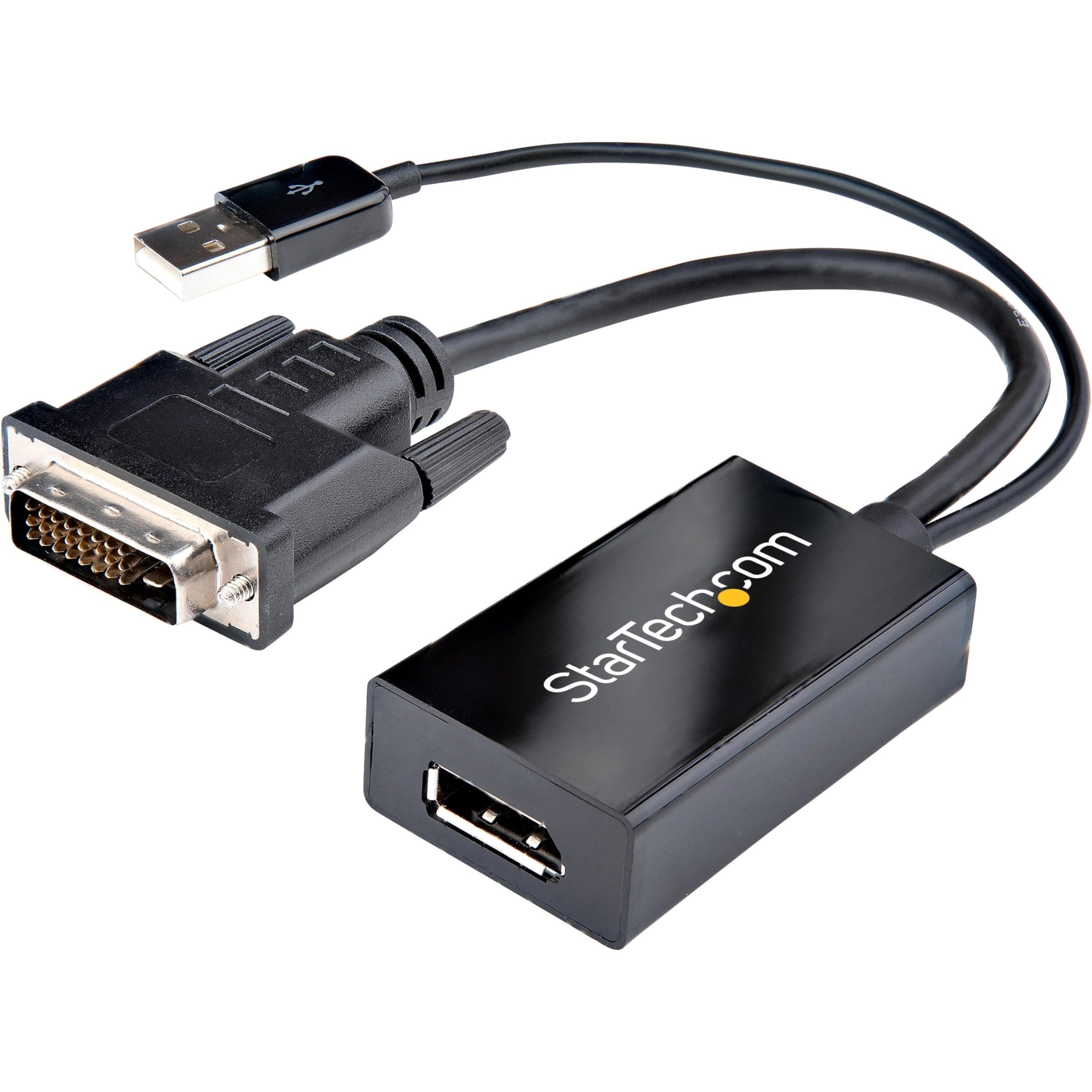 com DVI to DisplayPort Adapter - USB Power - 1920 x 1200 - DVI to DisplayPort Converter - Video Adapter - DVI-D to DP (DVI2DP2)