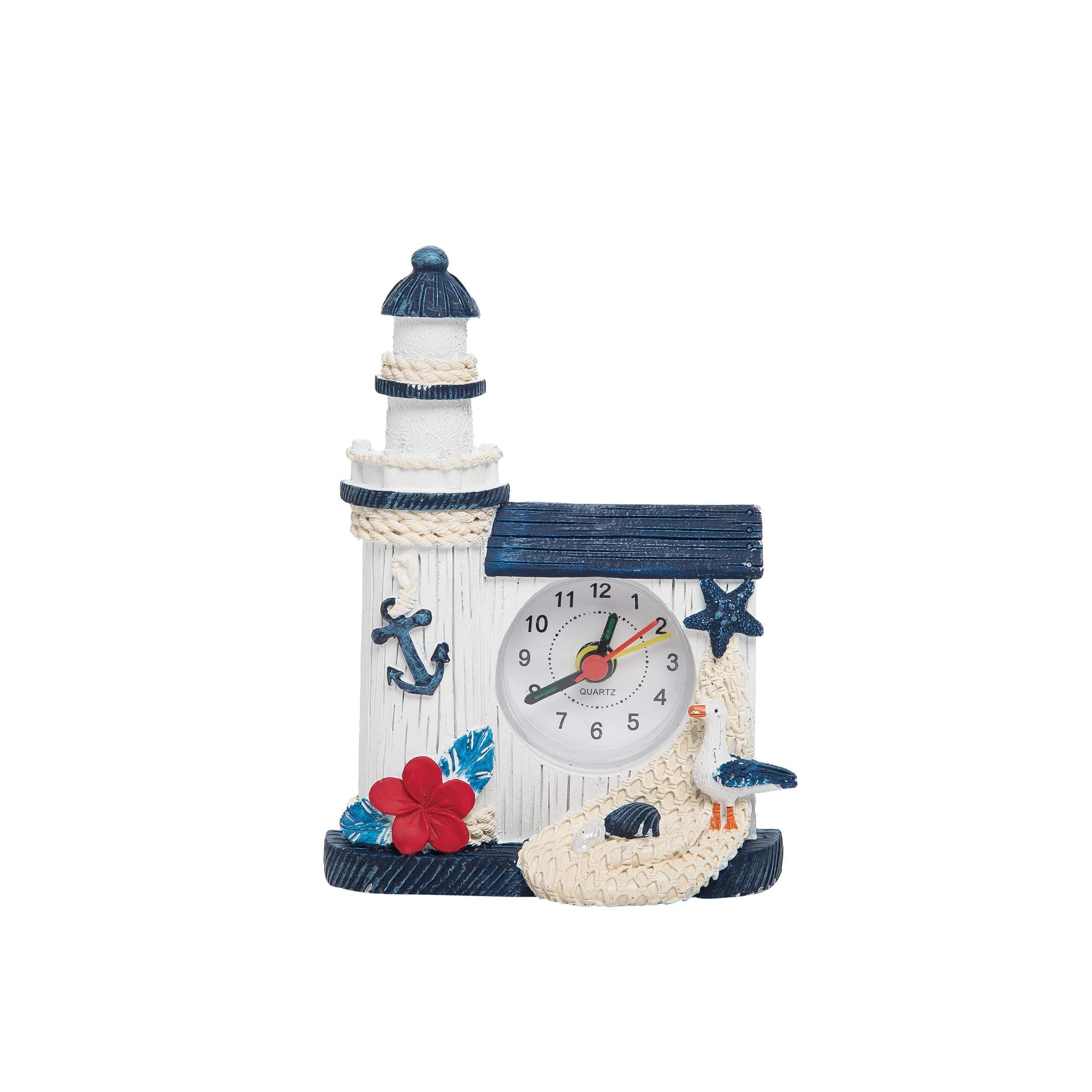 Beachcombers Blue & White Lighthouse Clock Multi