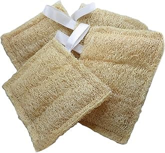 Indigenous LivingNatural Loofah for Bathing Exfoliating Scrubbers | Organic Bath Sponge for Spa Shower | Face, Back and Body Scrubber | Eco-Friendly (4 Luxury Rectangular Natural Loofahs)
