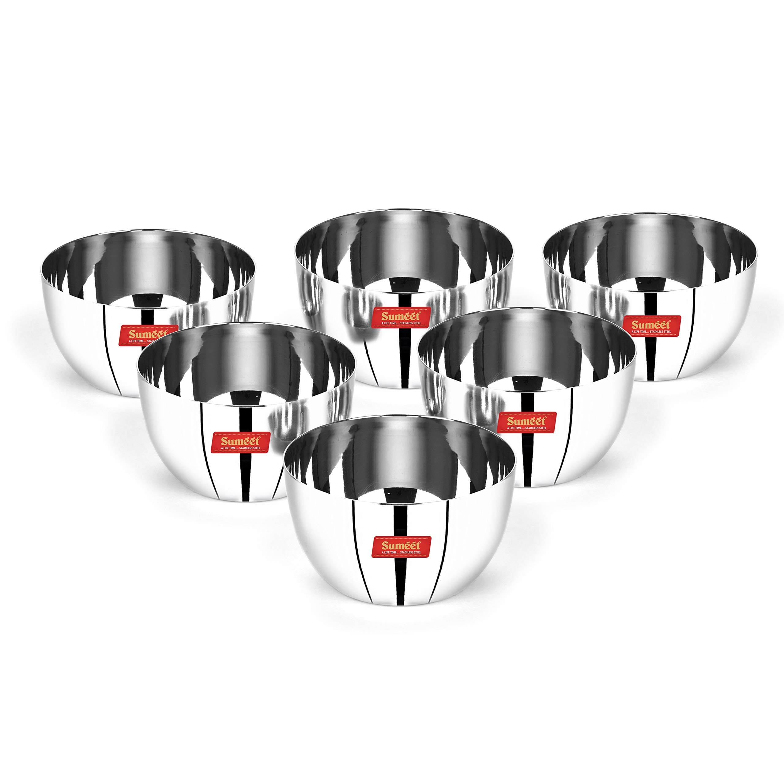 Sumeet Stainless Steel SoLid Apple Bowl - 220ml, 6 Pc