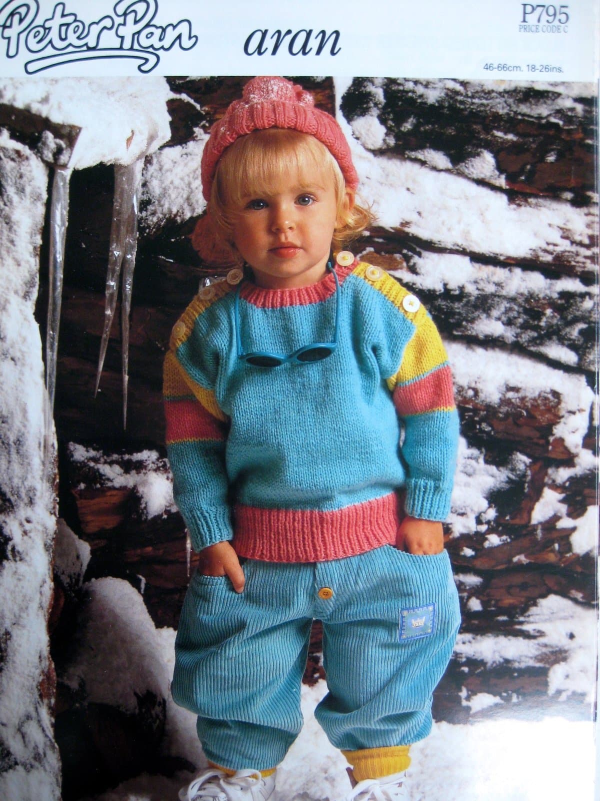 Knitting Pattern wendy Peter Pan P795 Aran Weight Yarn 46-66cms (18-26") Baby Toddler Easy Colour Sweater & Hat Aran Knit