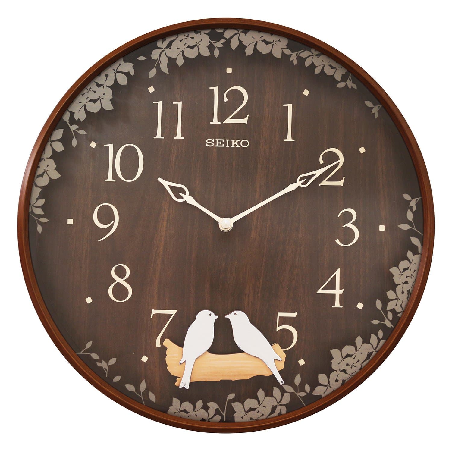 Seiko Swinging Bird Pendulum Wall Clock with Wood Effect Case, Brown, 10.2 x 37.8 x 37.8 cm