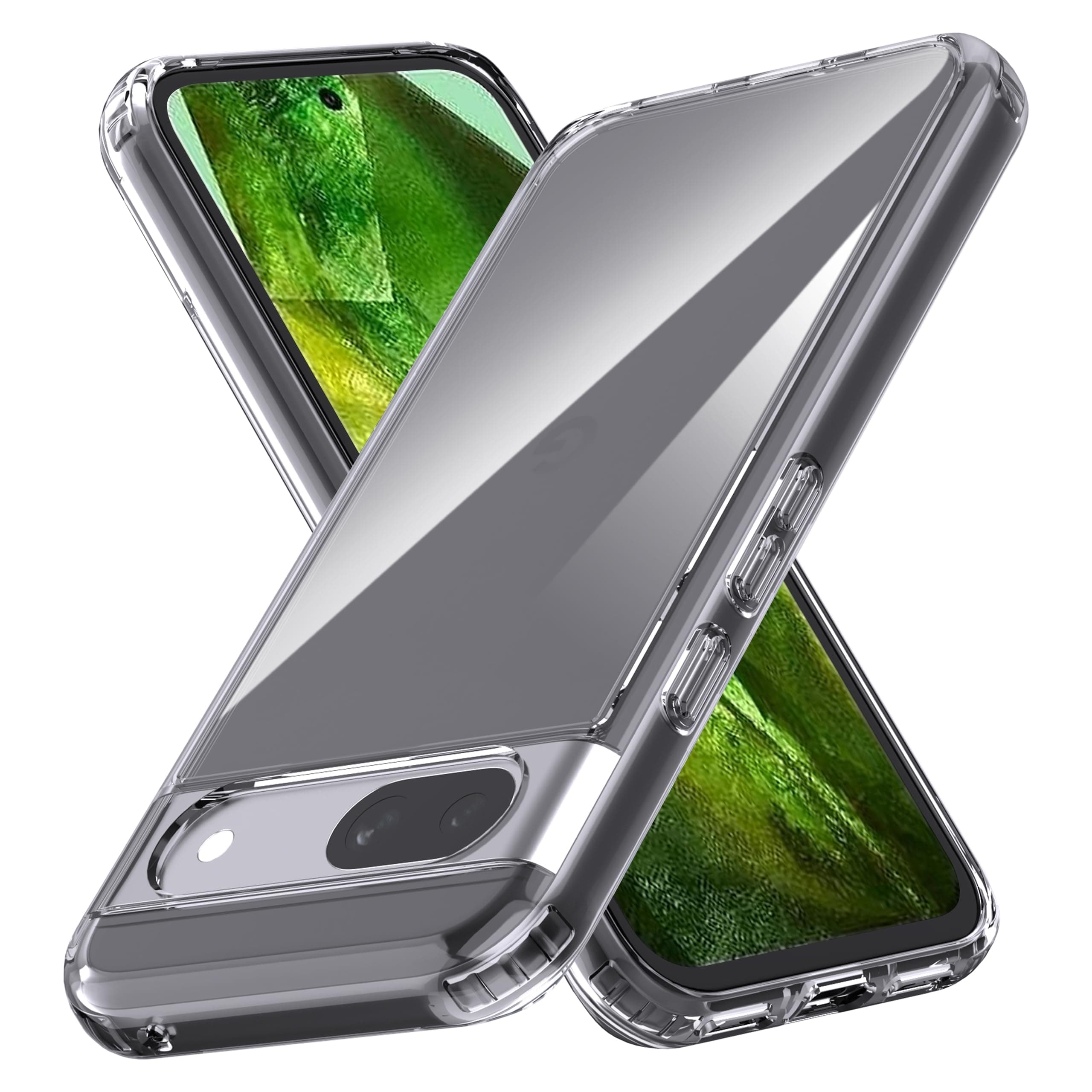 Anoowkoa Case for Google Pixel 8a TPU and Clear PC Hybrid Hard Acrylic Slim Phone Case Clear Ultra Crystal Transparent Protective Back Cover Flexible Bumper Silicone CaseShock Absorption