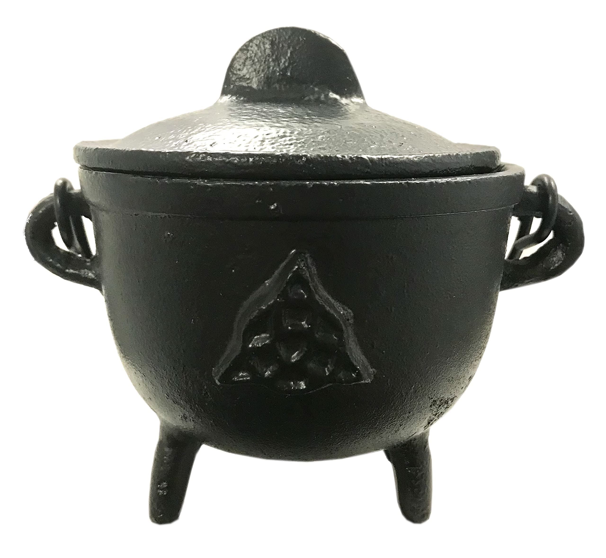 Triquetra Cast Iron Cauldron with Lid, 4"