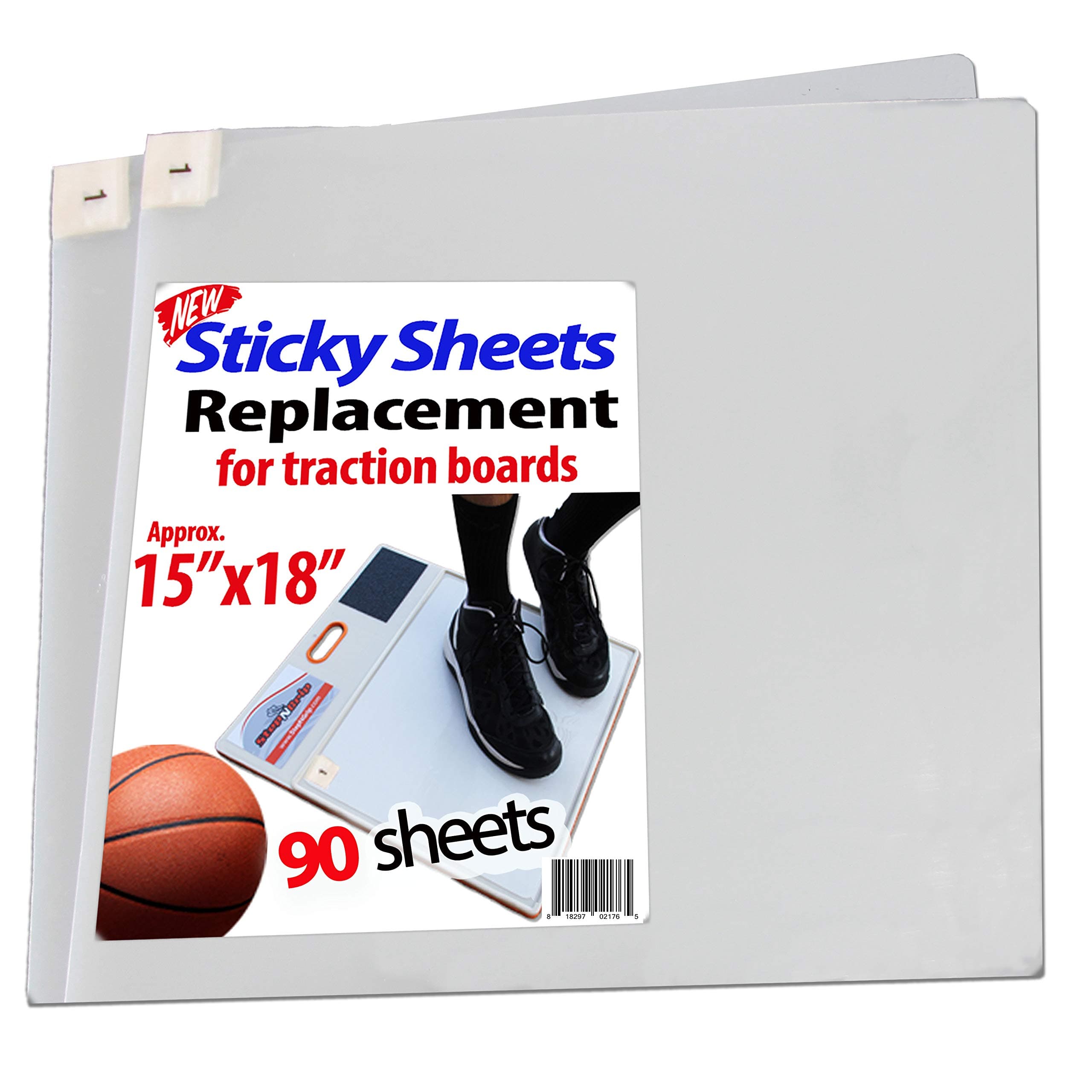 Sticky Mat/Pad Replacement Sheets, Fits All Traction Board, Approximate Size 15" x 18", Transparent. Great for Grip and Traction, Volleyball, Wrestling (Transparent, 90 Sheets)