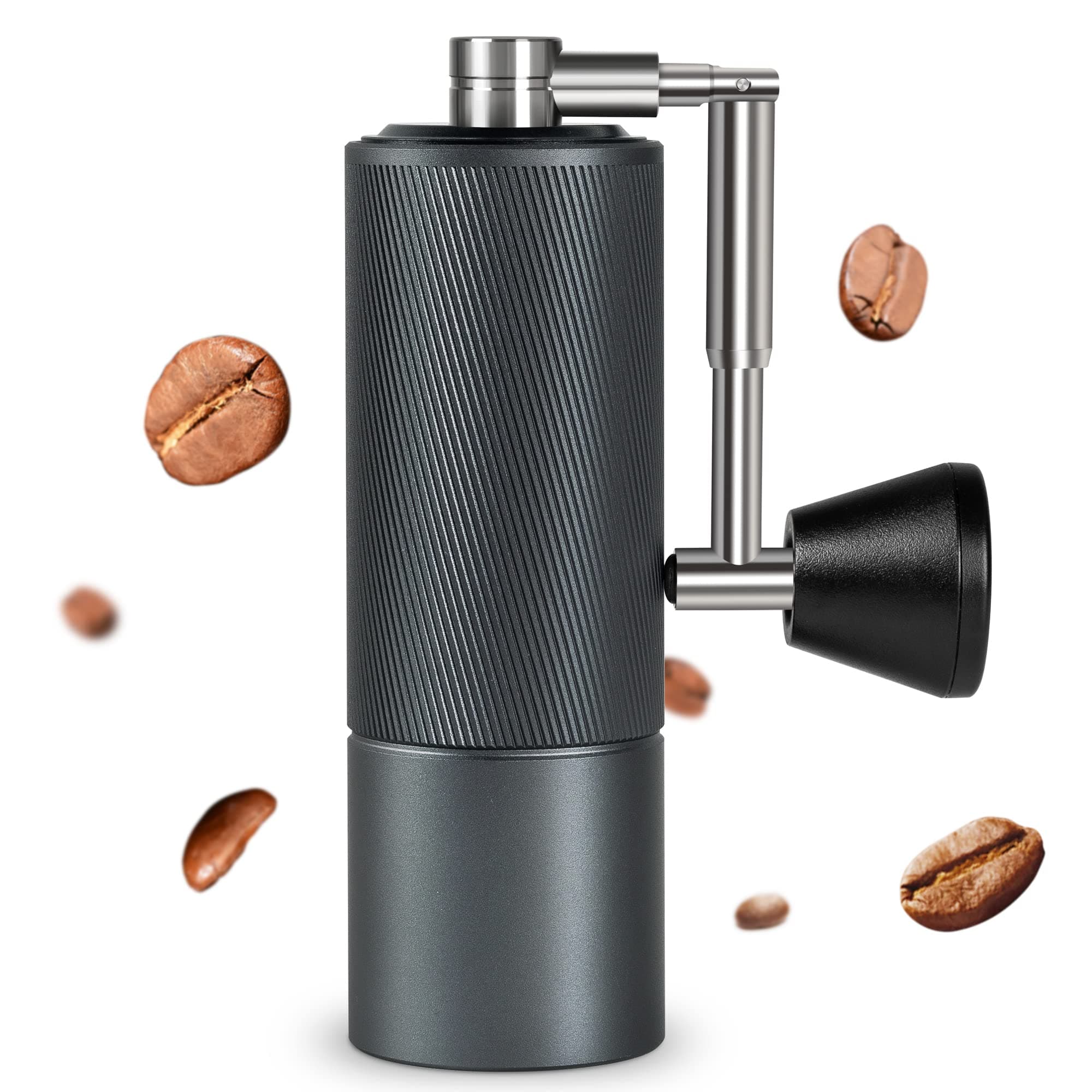 TIMEMORENew -Chestnut C2 Fold Manual Coffee Grinder with Foldable Handle, Adjustable Stainless Steel Conical Burr Coffee Grinder, Hand Coffee Grinder for Pour Over Coffee, French Press, Grey