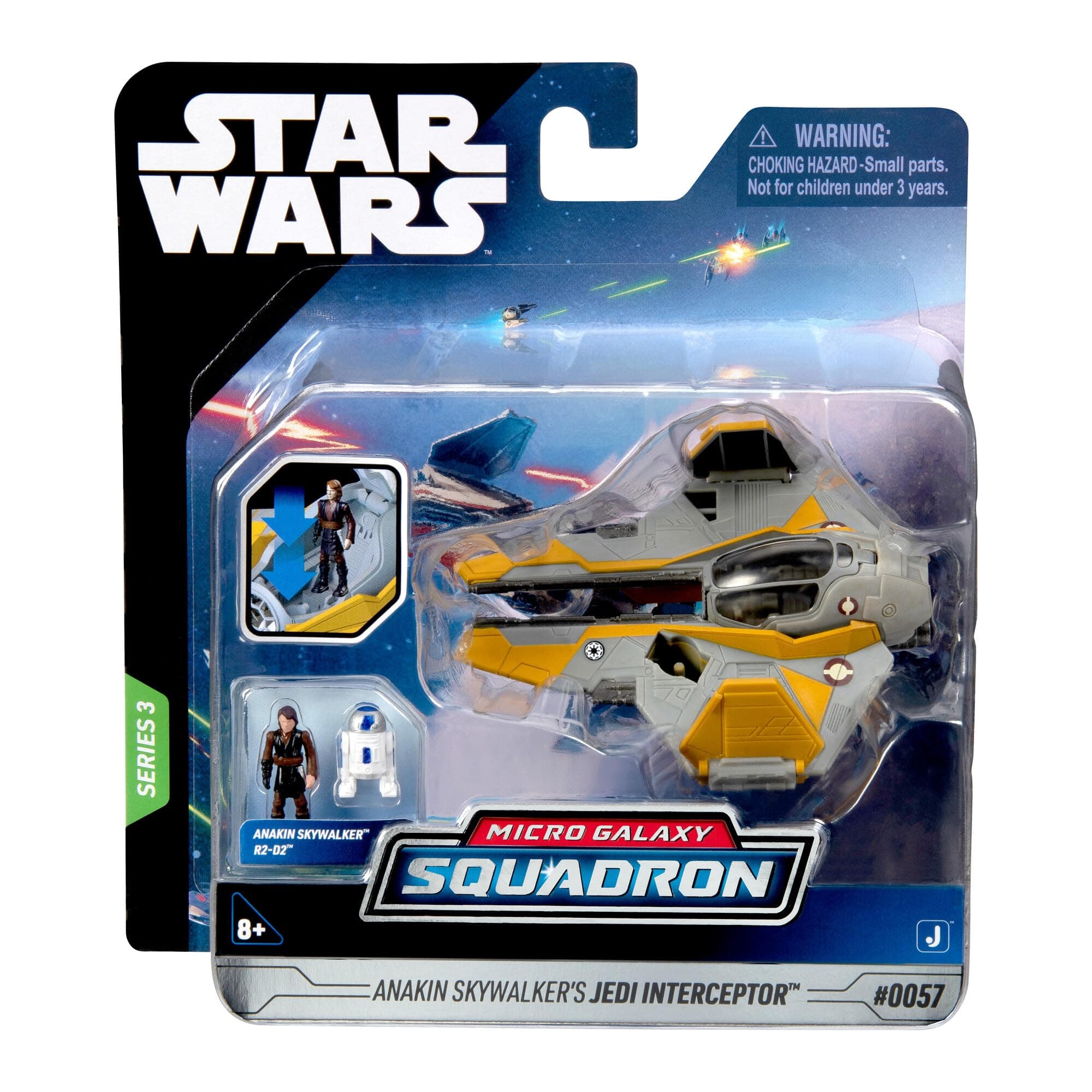 Star Wars Micro Galaxy Squadron Interceptor Jedi Anakin Skywalker, 8 cm Vehicle with 2 Figures of 2.5 cm (62610035)