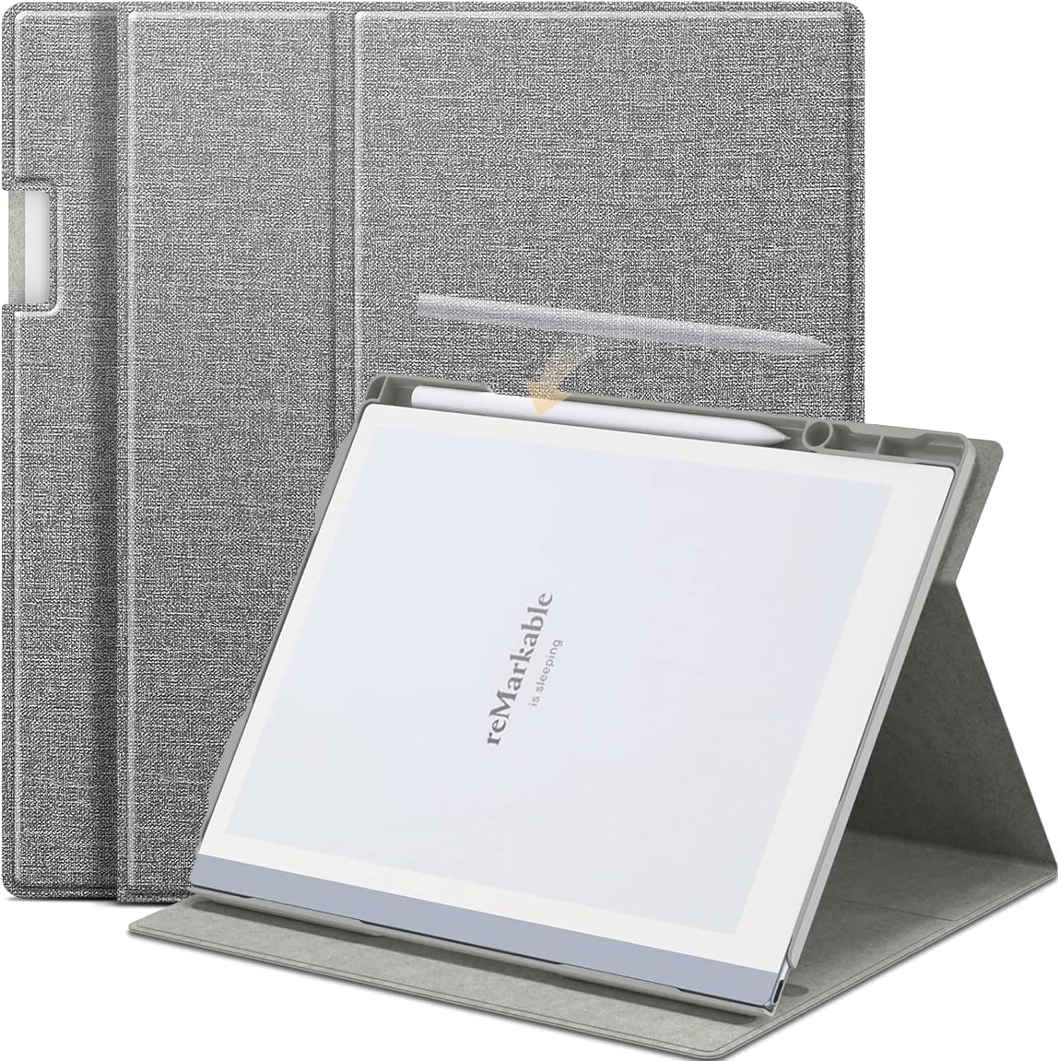 Case for Remarkable 2 Paper Tablet- Multi-Viewing Adjustable Folding Book Folio Cover - with Built-in Pen Holder - for 10.3" (Gray)