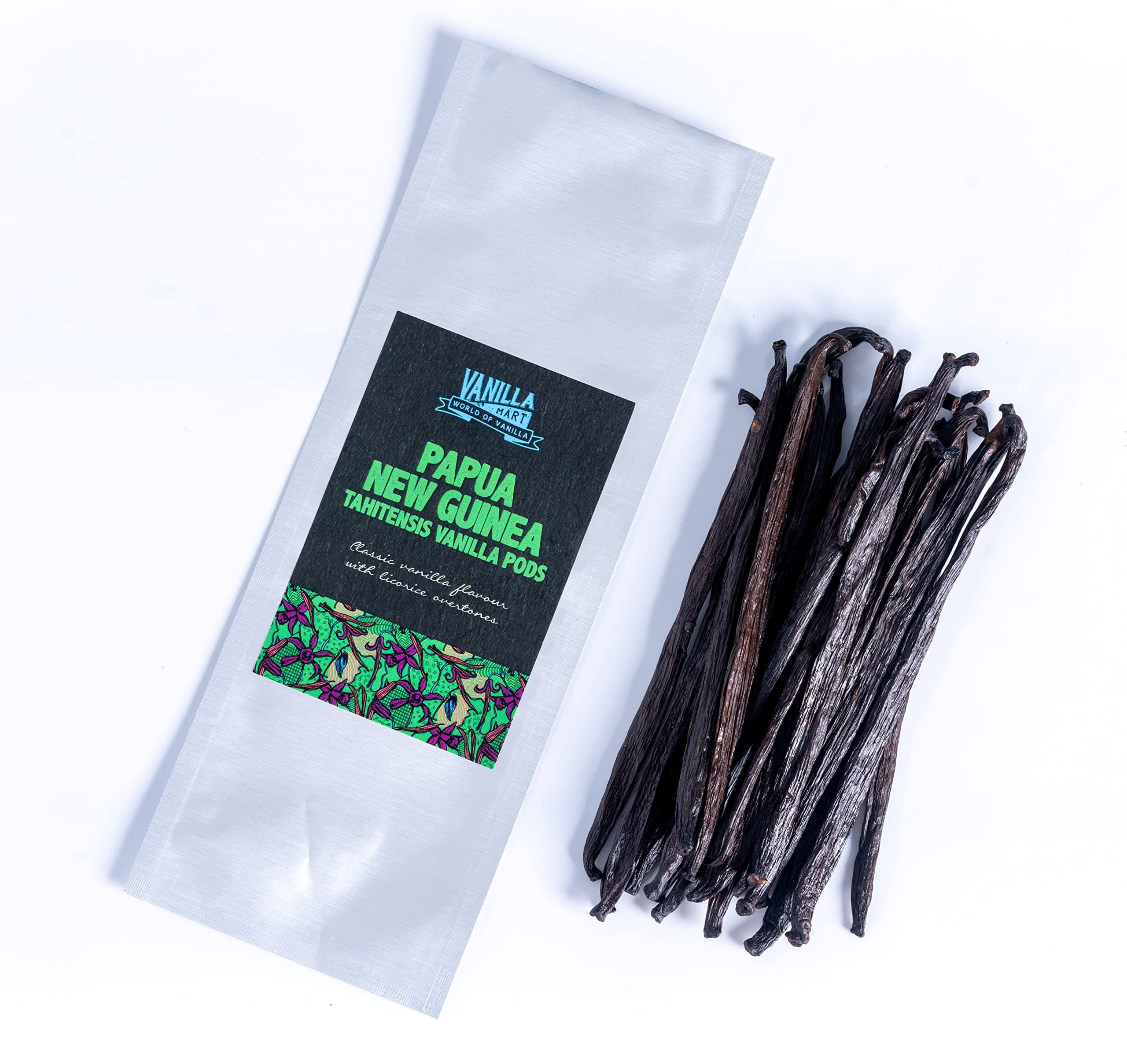 Vanilla Mart Vanilla Pods from Papua New Guinea (PNG) Grade A Beans Flowery Fruity Aroma (2 Pods)